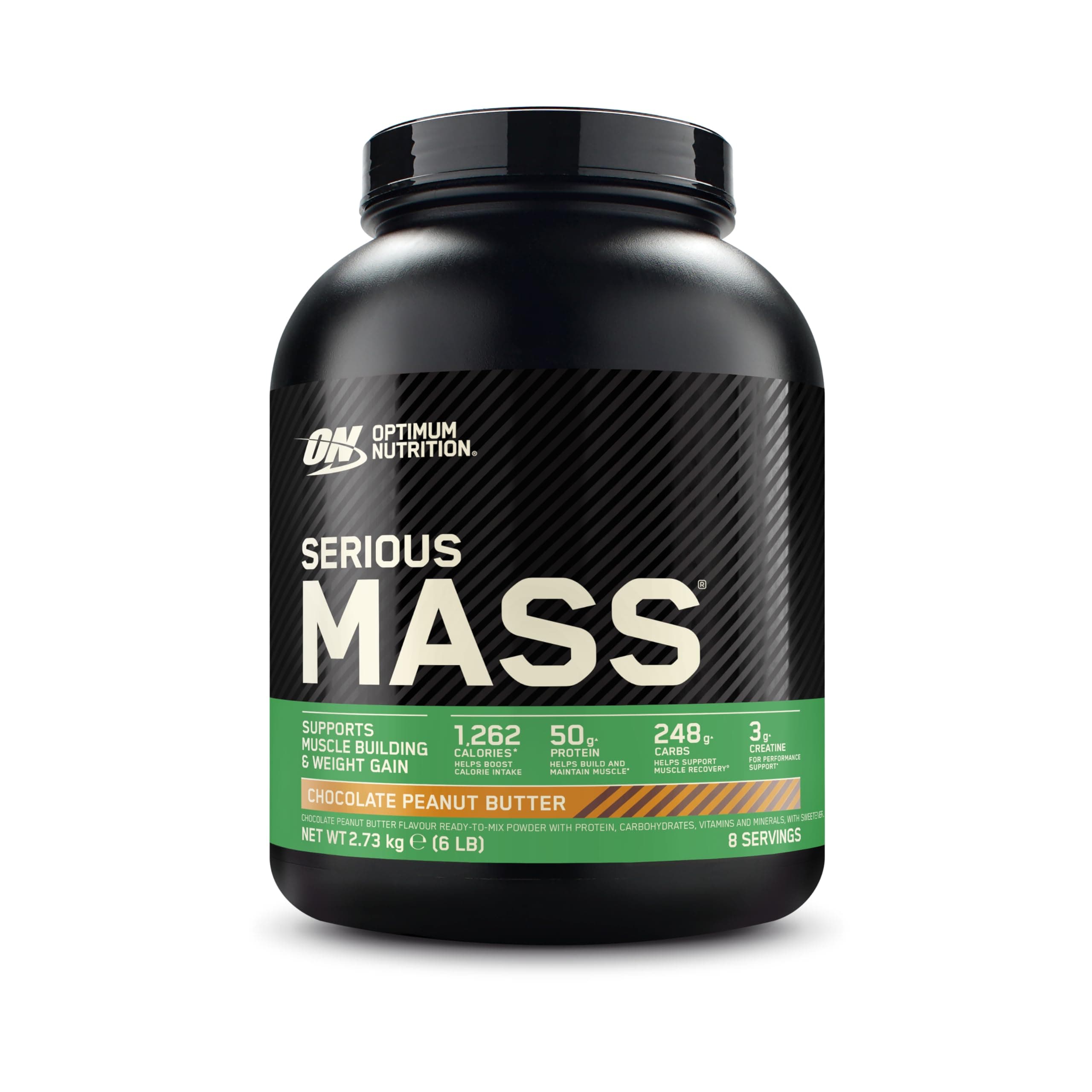 Optimum Nutrition Serious Mass Gainer Proteico, Gusto Cioccolato e Burro d'Arachidi, 2.73kg, 8 Porzioni