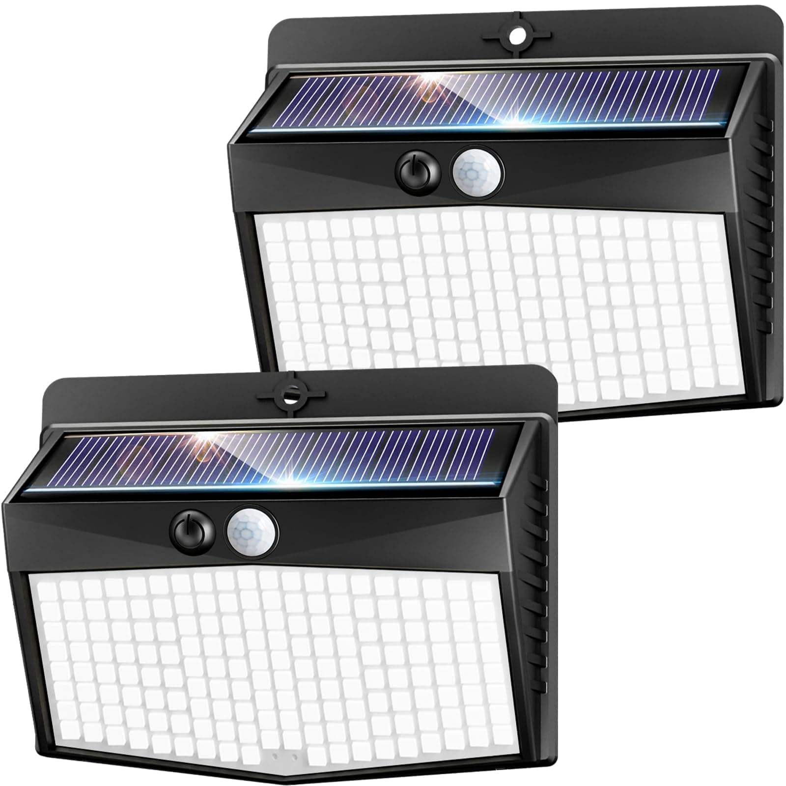 nipify Luz Solar Exterior,3 Modos / 2 Paquete Focos Solares Exterio con Sensor de Movimiento, Impermeable lampara solar exterior para Jardin, Patio, Calle, Patio, Caminos