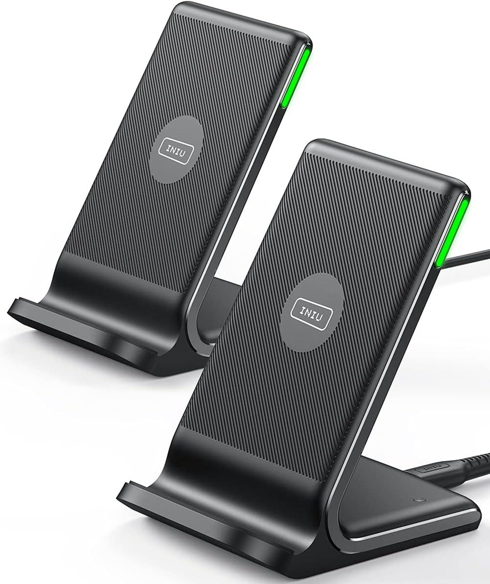 INIU Wireless Charger Stand [2 Pack], 15W Inductive Fast Charging Stand Wireless Charging Station, Mobile Phone Charger for iPhone 17 16 15 14 13 12 11 Pro Max Samsung Galaxy S23 S22