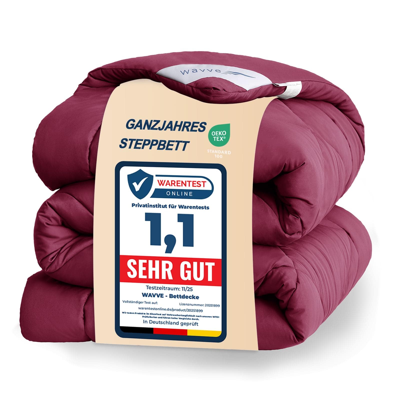 WAVVE Couette Tempérée 300GSM en Microfibre, Édredon Lit 2 Personnes 200x200 cm pour Lit 90x190/140x190, Chaud Épais Garnissage 300g/m², 200 x 200 Rouge