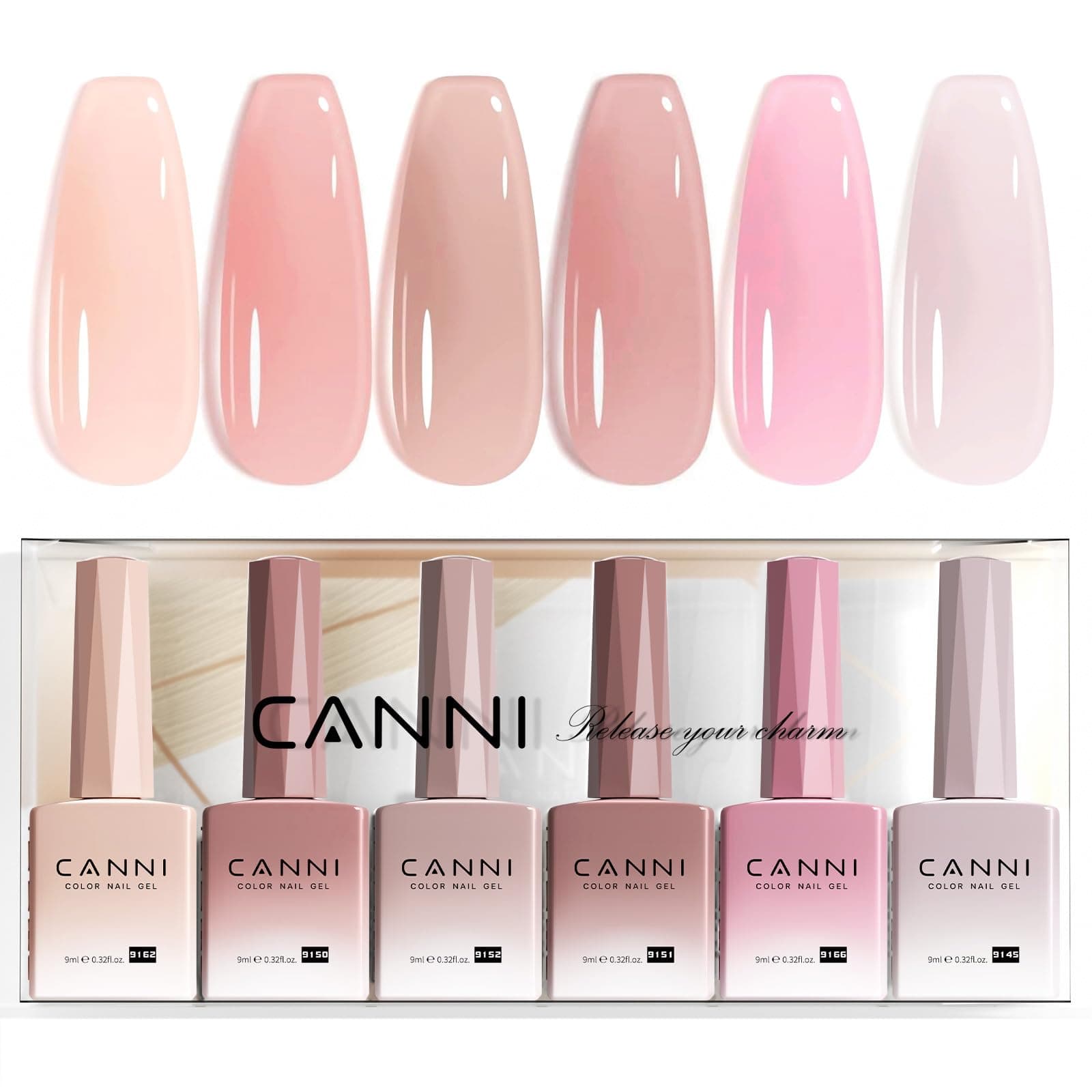 CANNI Vernis à Ongles Gel Semi Permanent 6 Couleur Lot Vernis à Ongles UV Gel Nail Polish Couleur pâte de Transparent nude beige rose violet für Maniküre Nageldesign