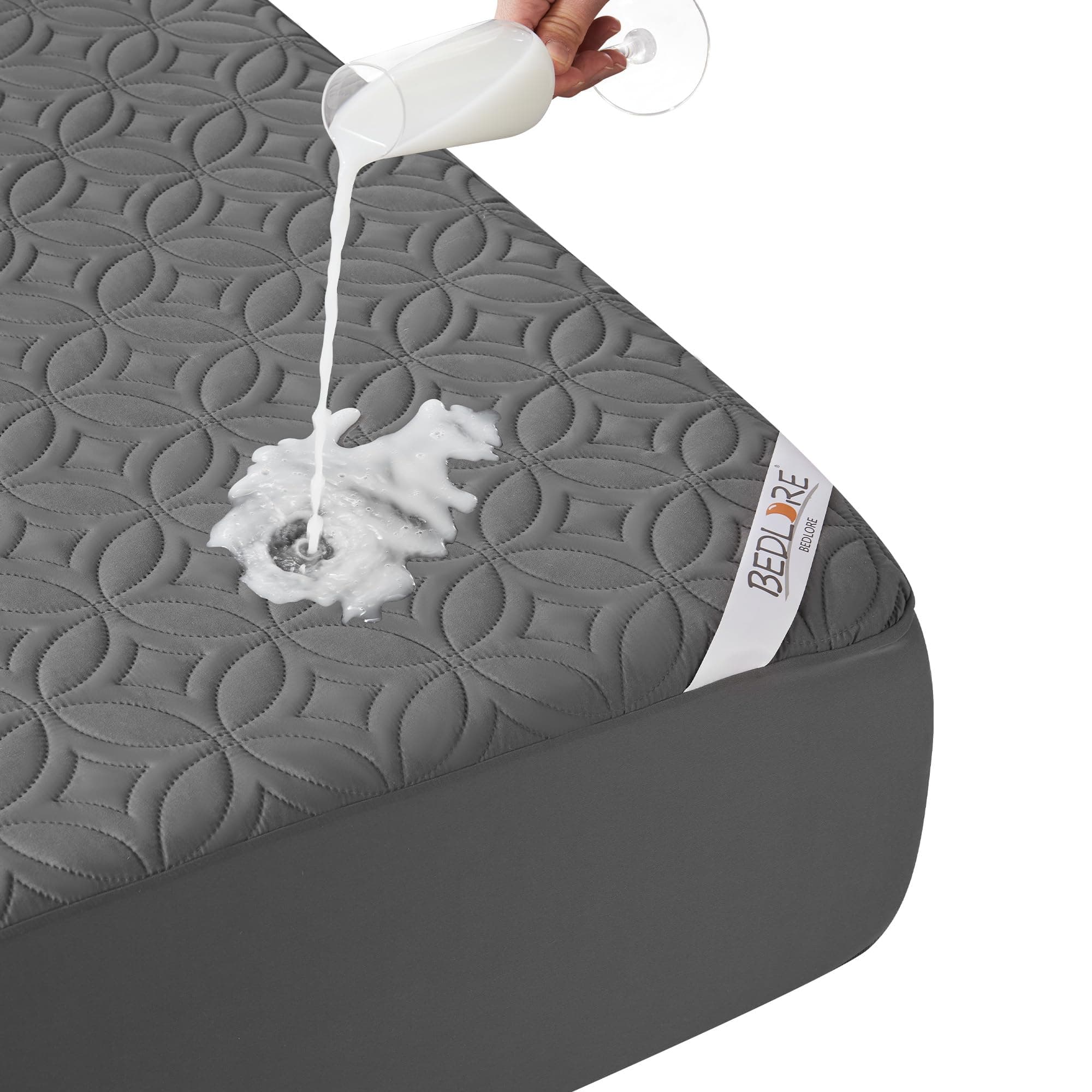 BEDLORE Protège-Matelas 160x190 Imperméable,Housse de Matelas à Poche Extra-Profonde en Microfibre Douce Brushed avec Couche TPU Améliorée, Lavable en Machine (Gris)