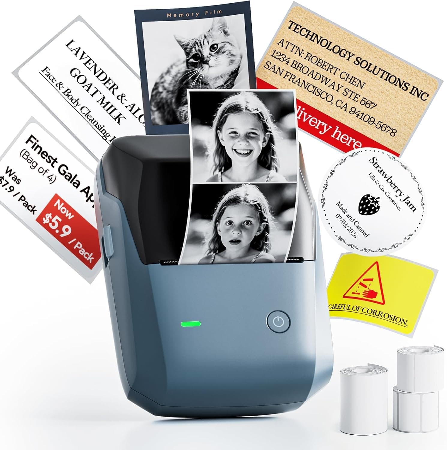 NIIMBOT B1 Pro Etiquetadora Bluetooth con 3 Rollos de Etiquetas Anchas,Impresora de Etiquetas HD 300DPI, impresión Bicolor Rojo y Negro,para Fotos,hogar,Oficina y Negocios (Azul Oscuro)