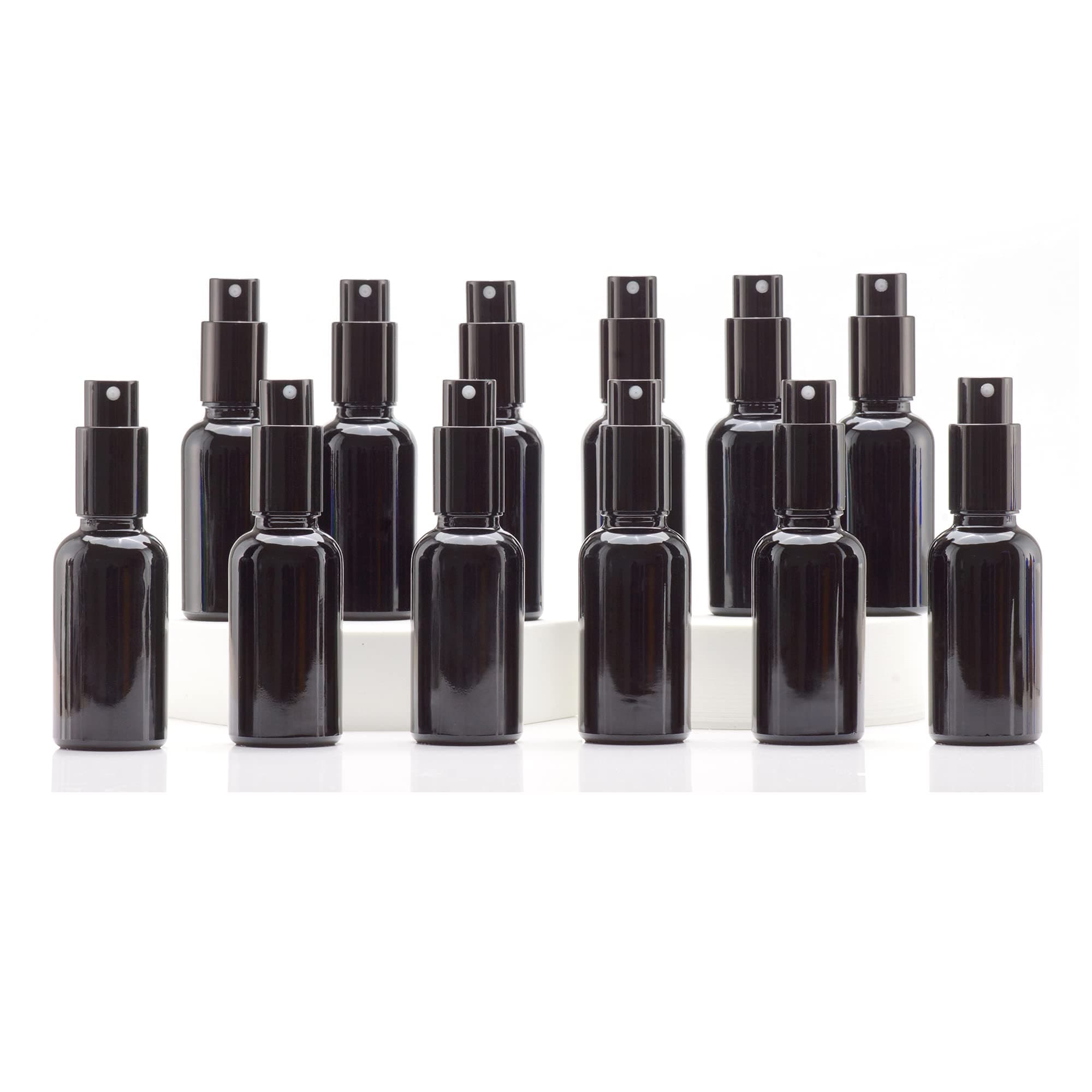 YIZHAO Bottiglie Spray Vetro 30ml, Nero Spruzzino Nebulizzatore Piccolo, per Olii Essenziali, Profumo, Pulizia, Cosmetici, Viaggio, Farmacia - 24 Pcs