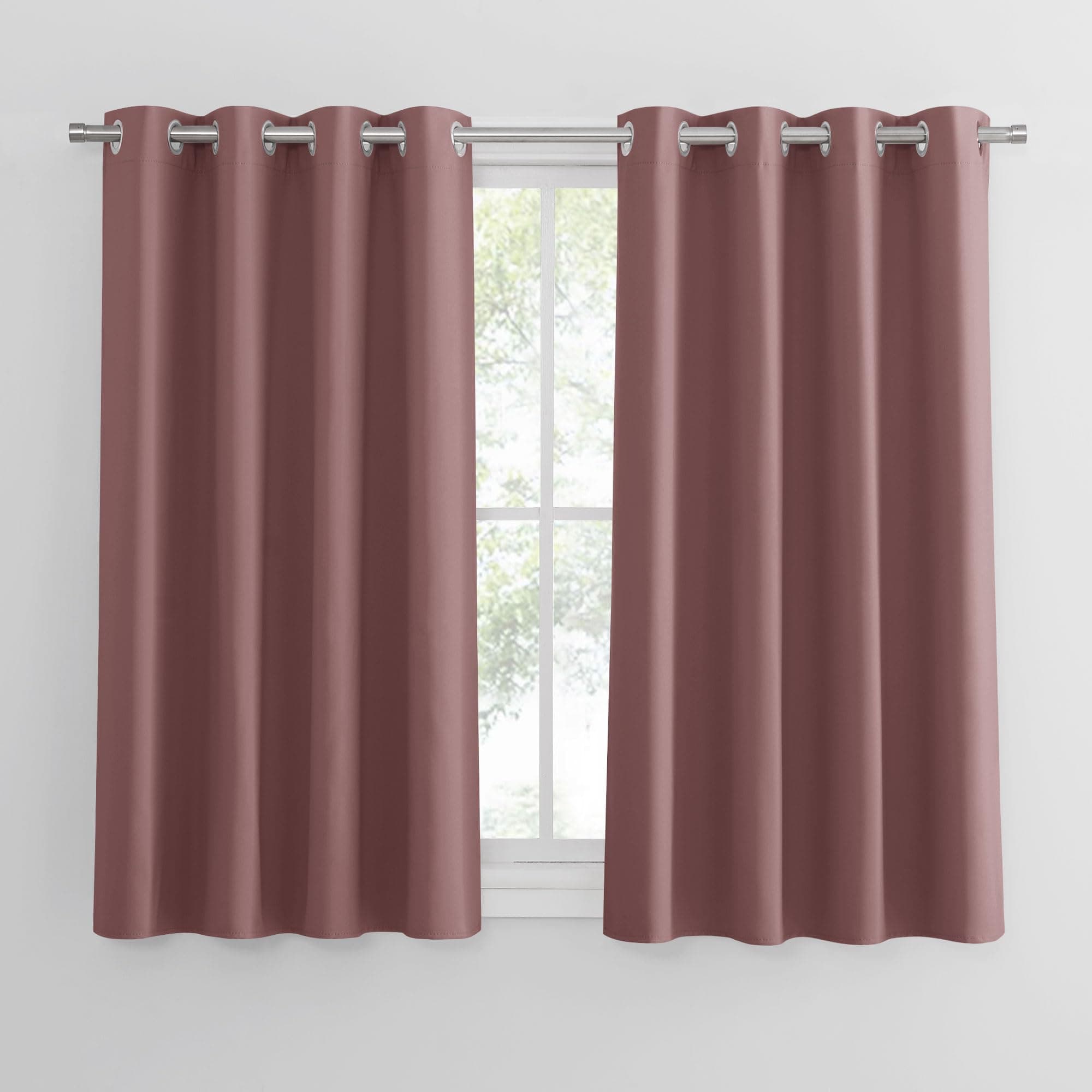 PONY DANCE Tende Camera da Letto Moderne Tenda Termica Isolanti per Interni Tende Oscuranti con Anelli Tende per Salotto Eleganti 2 Pezzi L 140 x A 145 cm, Rosa Selvatica