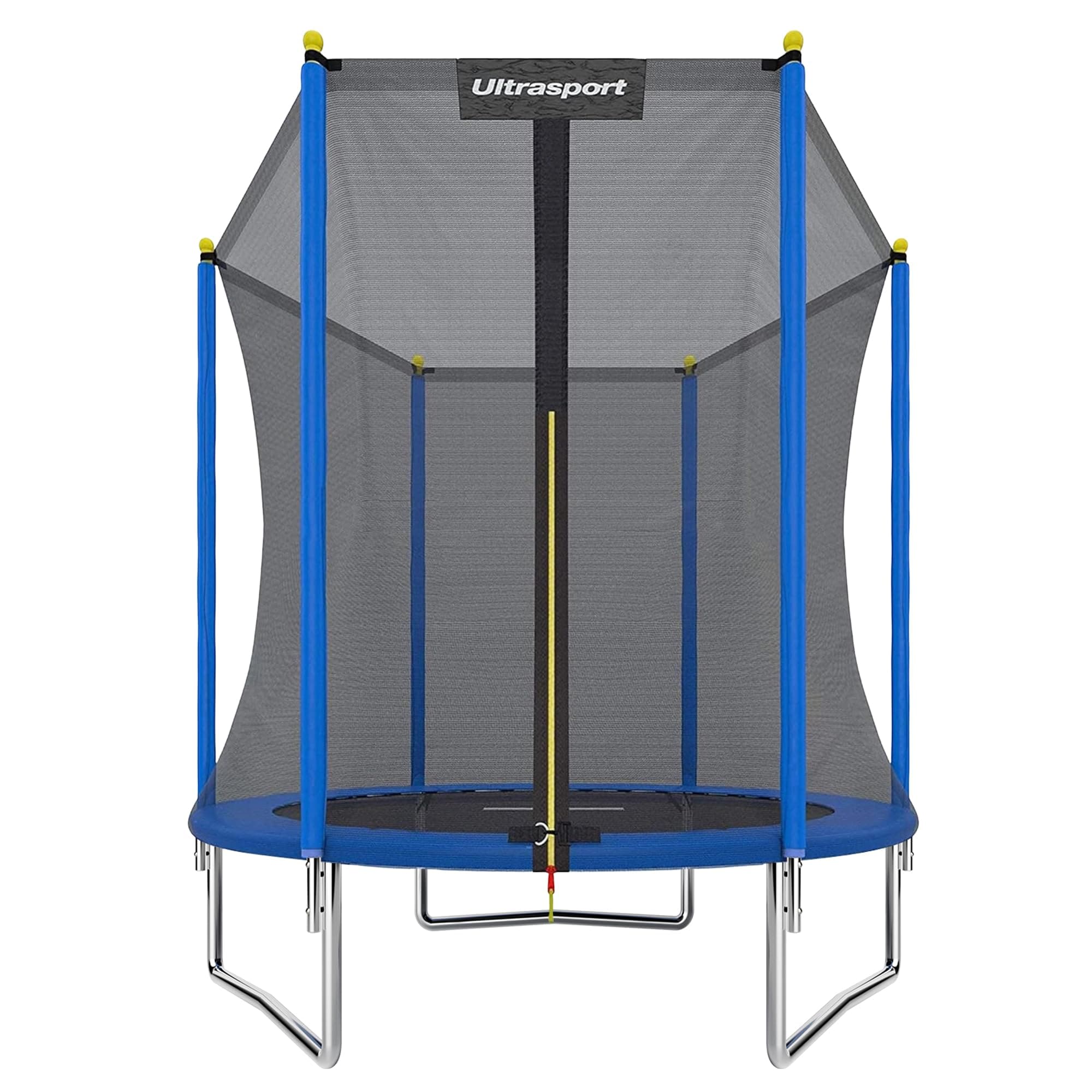 Ultrasport Trampoline de Jardin Uni-Jump, Trampoline pour Enfants, Ø 183 cm, Set de Trampoline Complet Comprenant Tapis de Saut, Filet de sécurité, Poteau de Filet rembourré et Couvre-Bord, Bleu