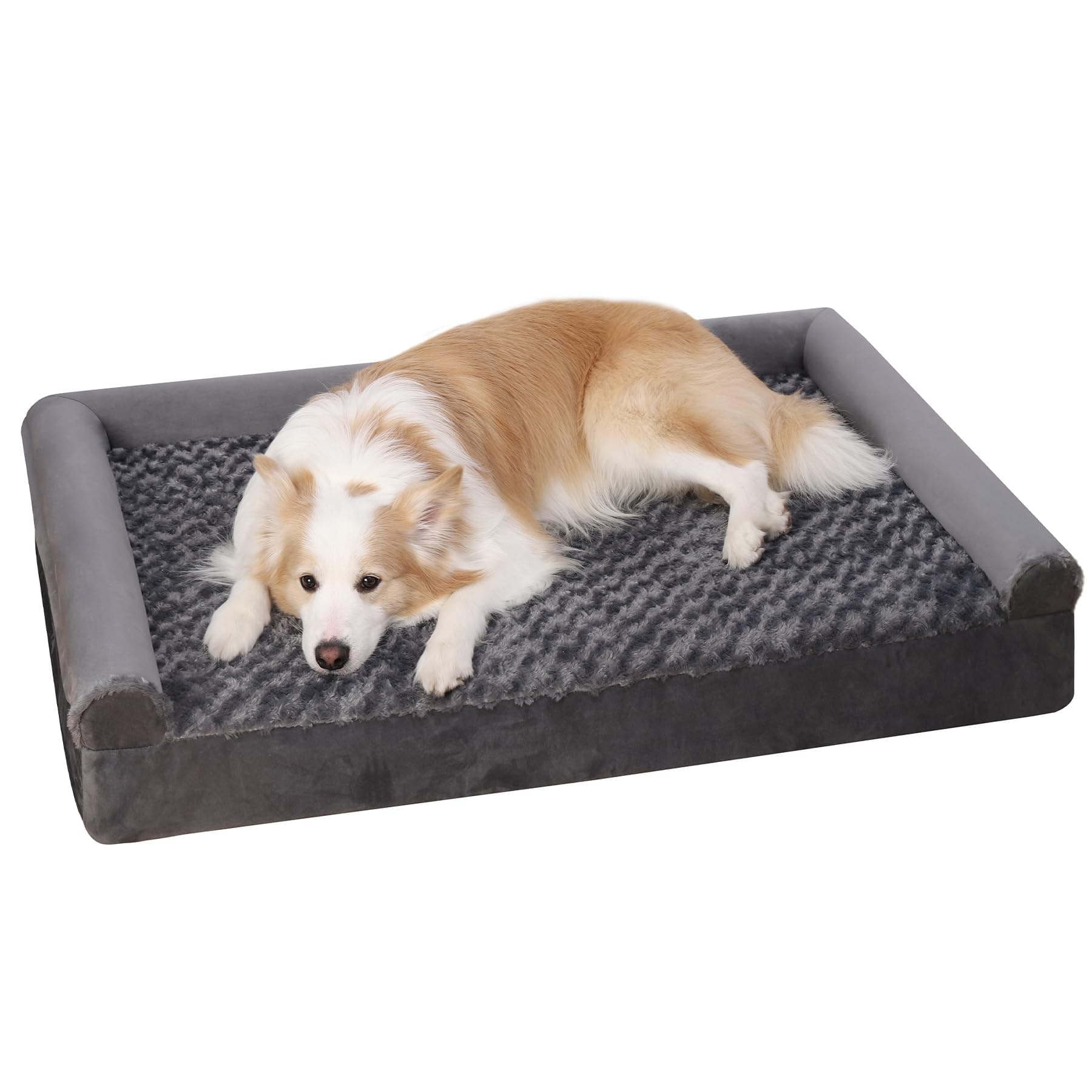 KSIIA Cama Perro Grande, Cama Ortopédica para Perros (105x70x18cm) Desenfundable y Lavable, Sofá para Perros, Gris XL