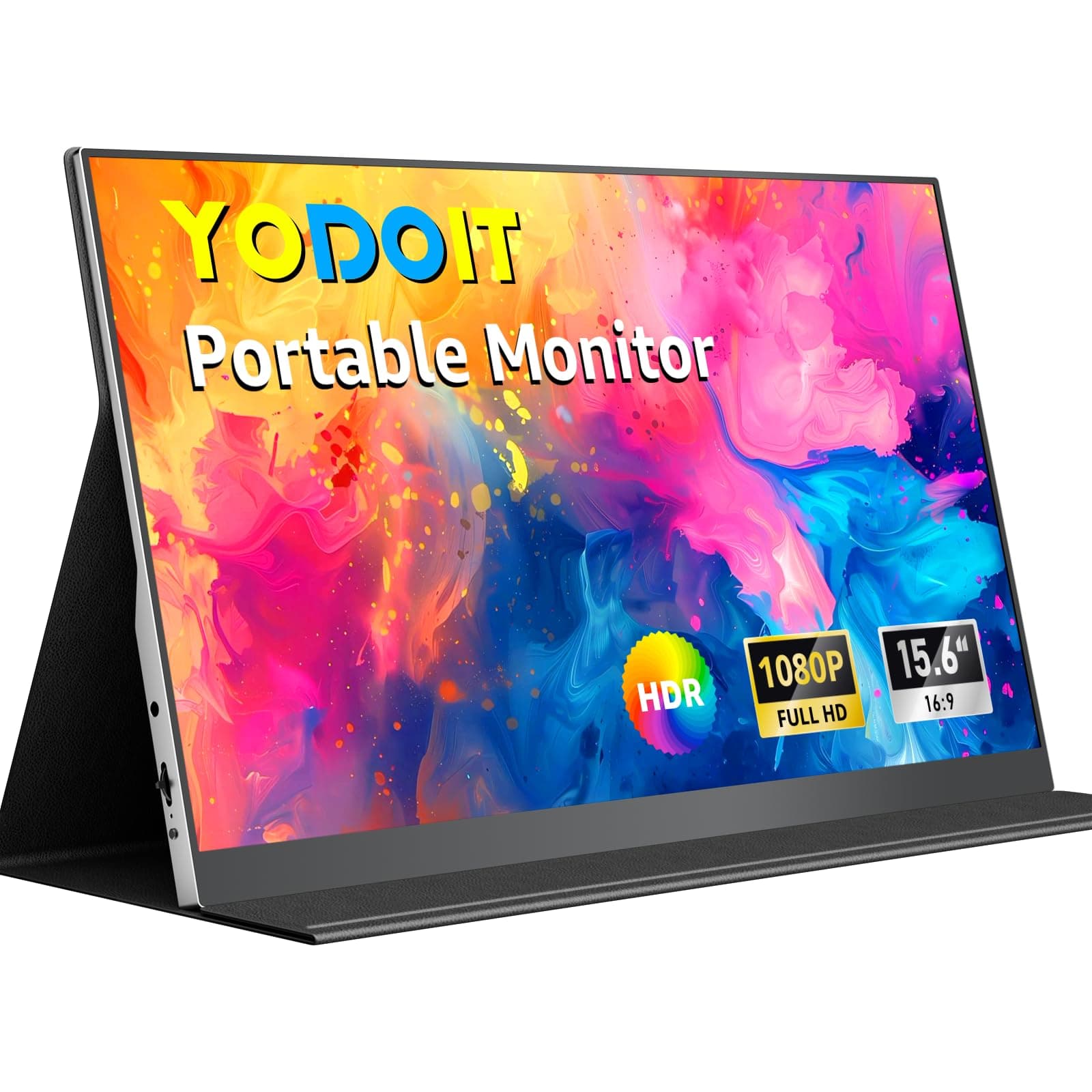Yodoit Écran Portable 15,6", 1920 × 1080 FHD Moniteur IPS 100% SRGB Display HDMI USB Type C avec Haut-parleurs Intégrés pour PC/MacBook/Xbox/PS4 5/TV
