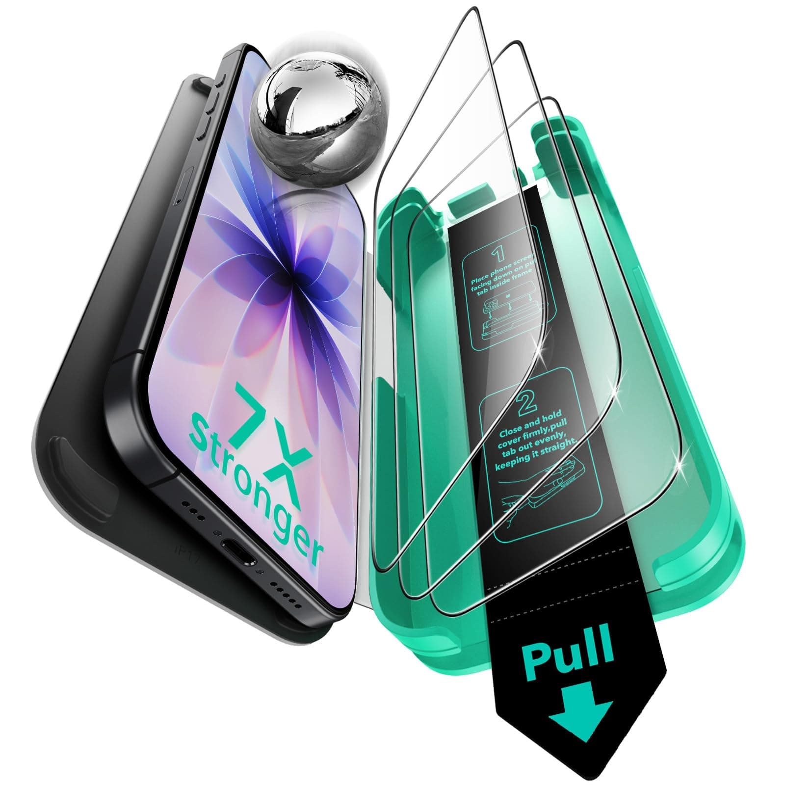 ESR für iPhone 17 / iPhone 16 Pro für Panzerglas, Armorite Displayschutzfolie Glas 3 Stück [3 Sekunden Schnellinstallation], blasen- und staubfrei, militärnorm Schutz, einfacher Befestigung