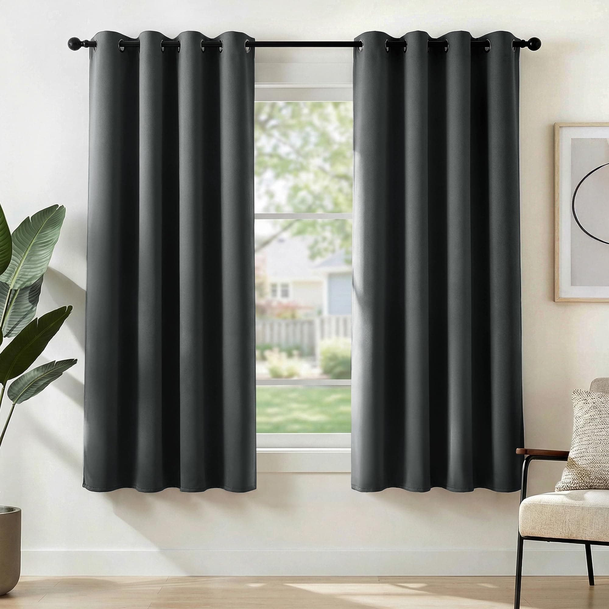 Deconovo Rideau Occultant Thermiques Anti Froid, Double Rideau Isolant Anti-Bruit, Économie d'Énergie, Idéal pour Chambre et Salon, 140X175 CM (Largeur X Hauteur), Gris Foncé, 2 Pièces