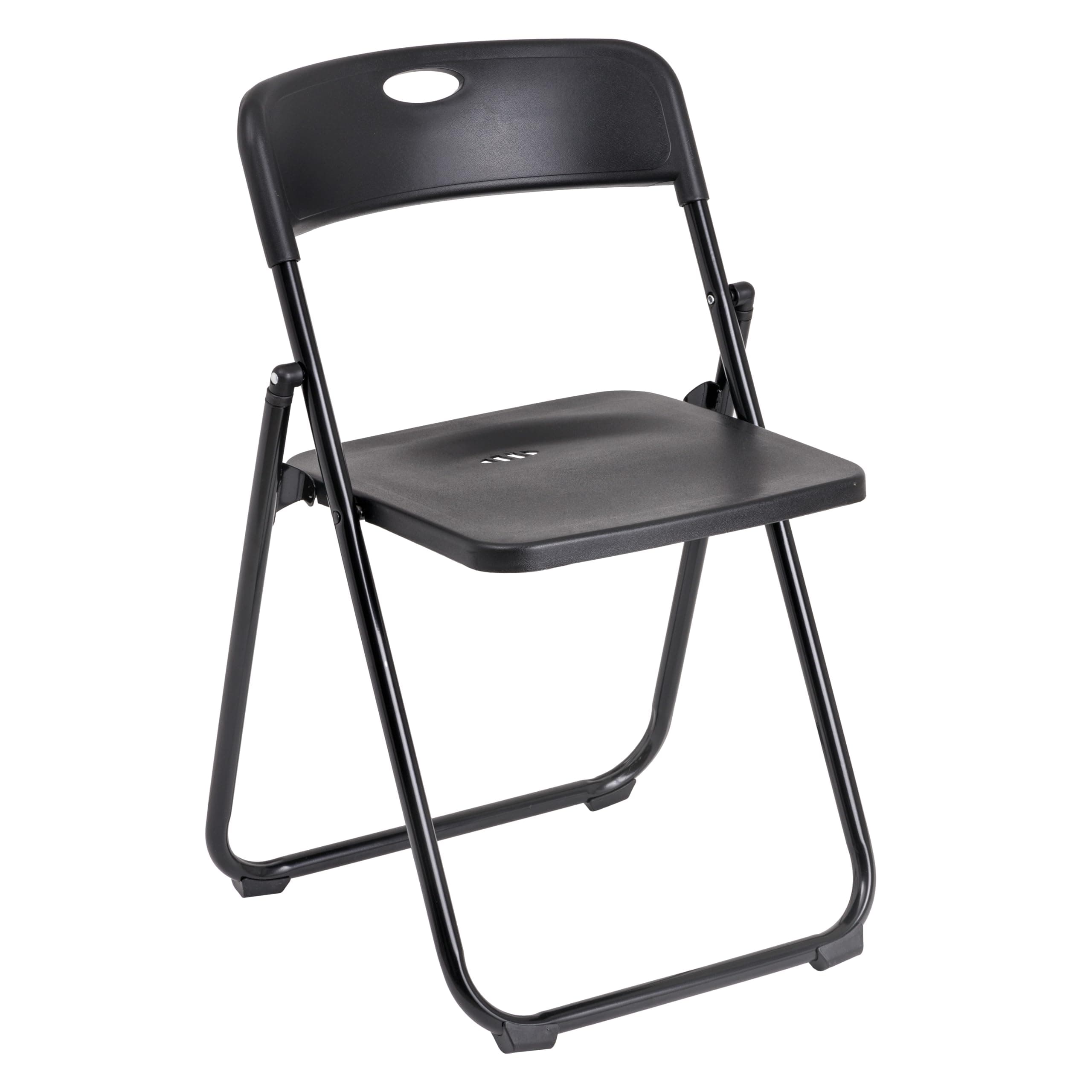 Baroni Home Sedia Pieghevole con Struttura in Acciaio e PVC, Seduta Salvaspazio Richiudibile con Piedini e Maniglia, da Viaggio, Cucina, Soggiorno, Camera da Letto, 74x43x49 cm, Nero