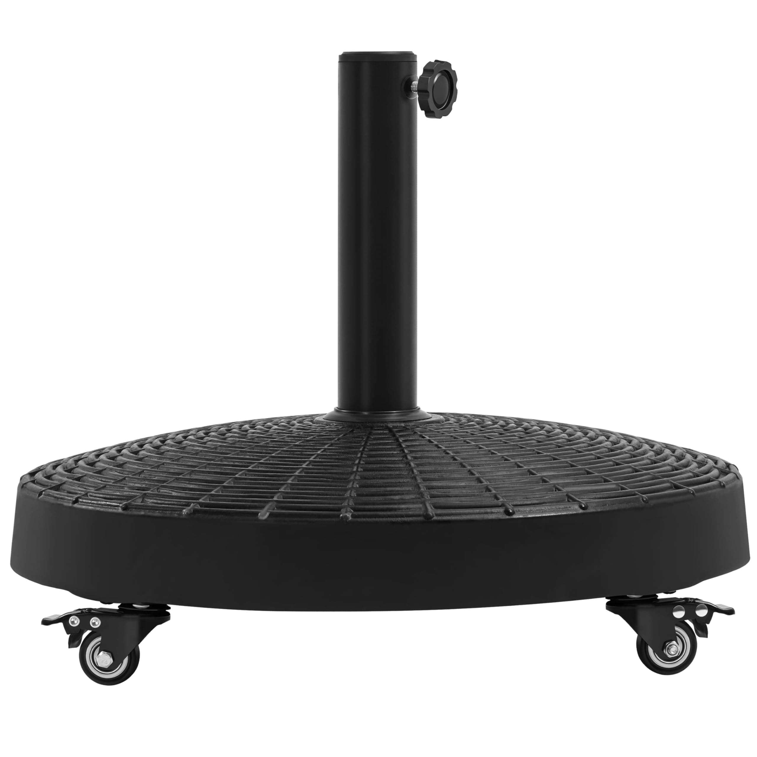 Yaheetech Pied de Parasol à roulettes 25 KG Pied de Parasol Lourd Base Parasol Imitation Rotin en Résine pour Mât de Ø 3,8 cm/ 4,8 cm du Parasol de Jardin 52 × 52 × 42 cm