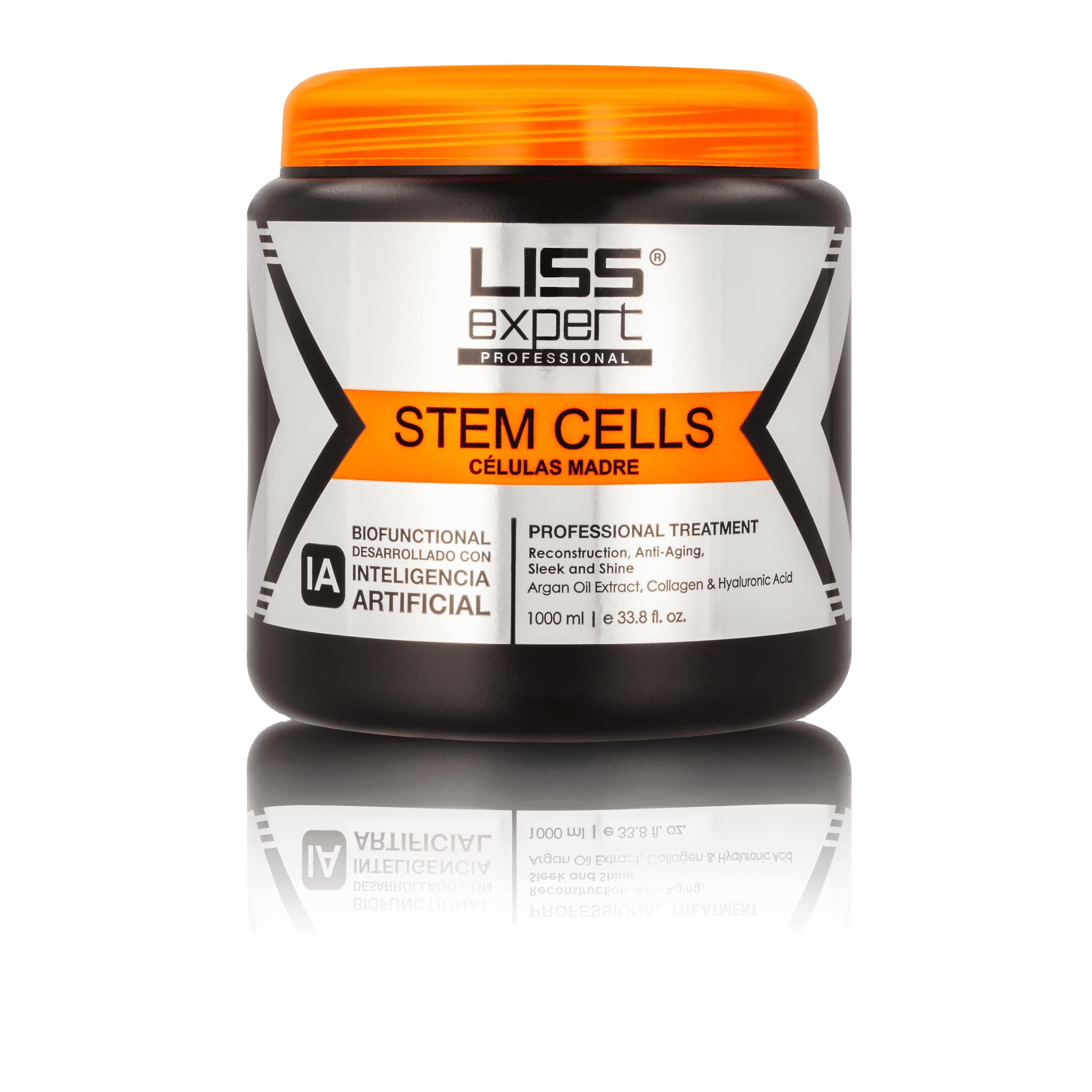 Liss Expert Tratamiento suavizante de células madre (33.8 oz) Alisado Células Madre – Keratina Orgánica Y Aceite De Argán – Para Una Reparación Y Brillo Sin Frizz – Alisado Profesional (Extra Grande)