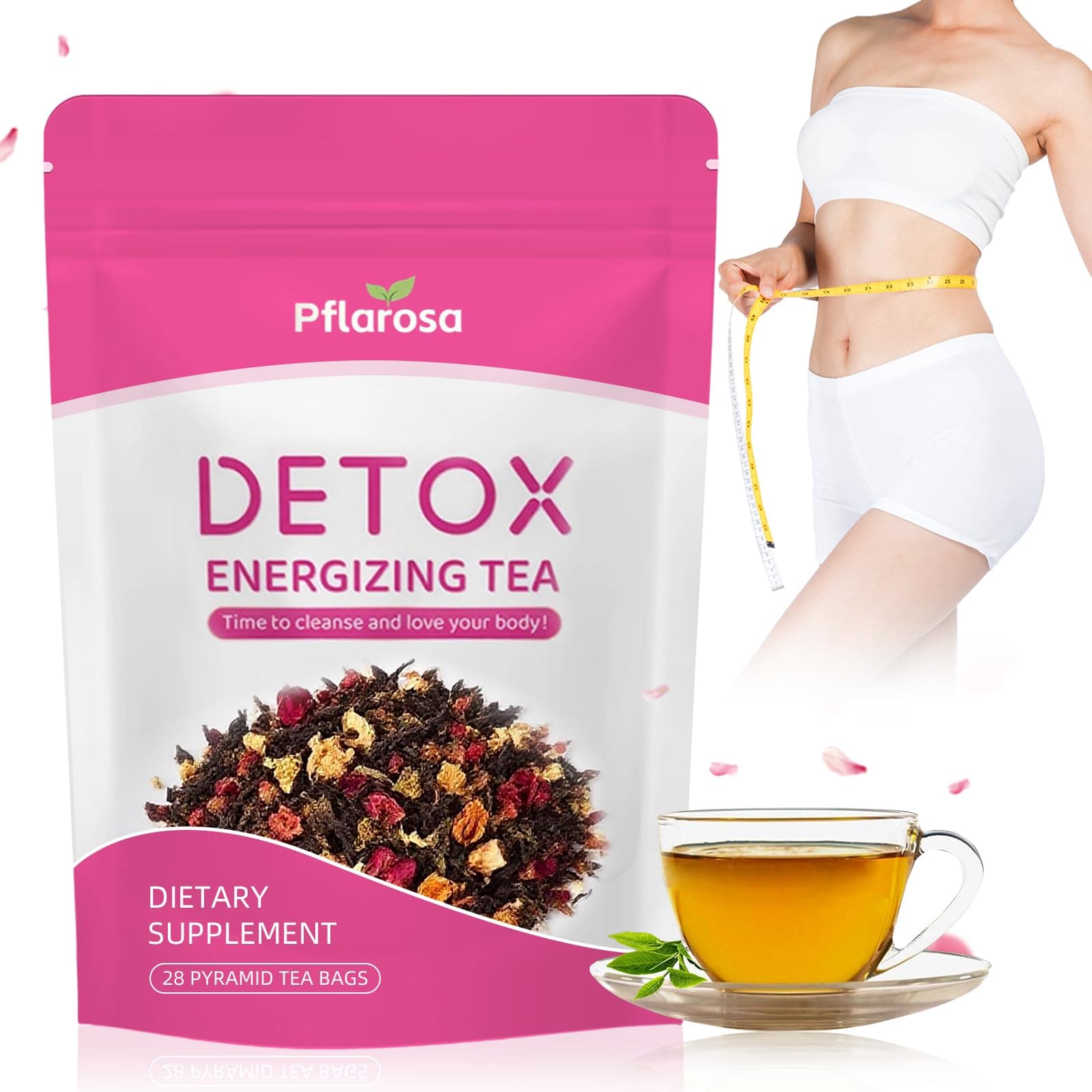 Thé Détox pour Maigrir – Cure 28 Jours | Tisane Détox Minceur avec Camellia, Pissenlit & Pétales de Rose – Nettoyage Naturel & Soutien Digestif