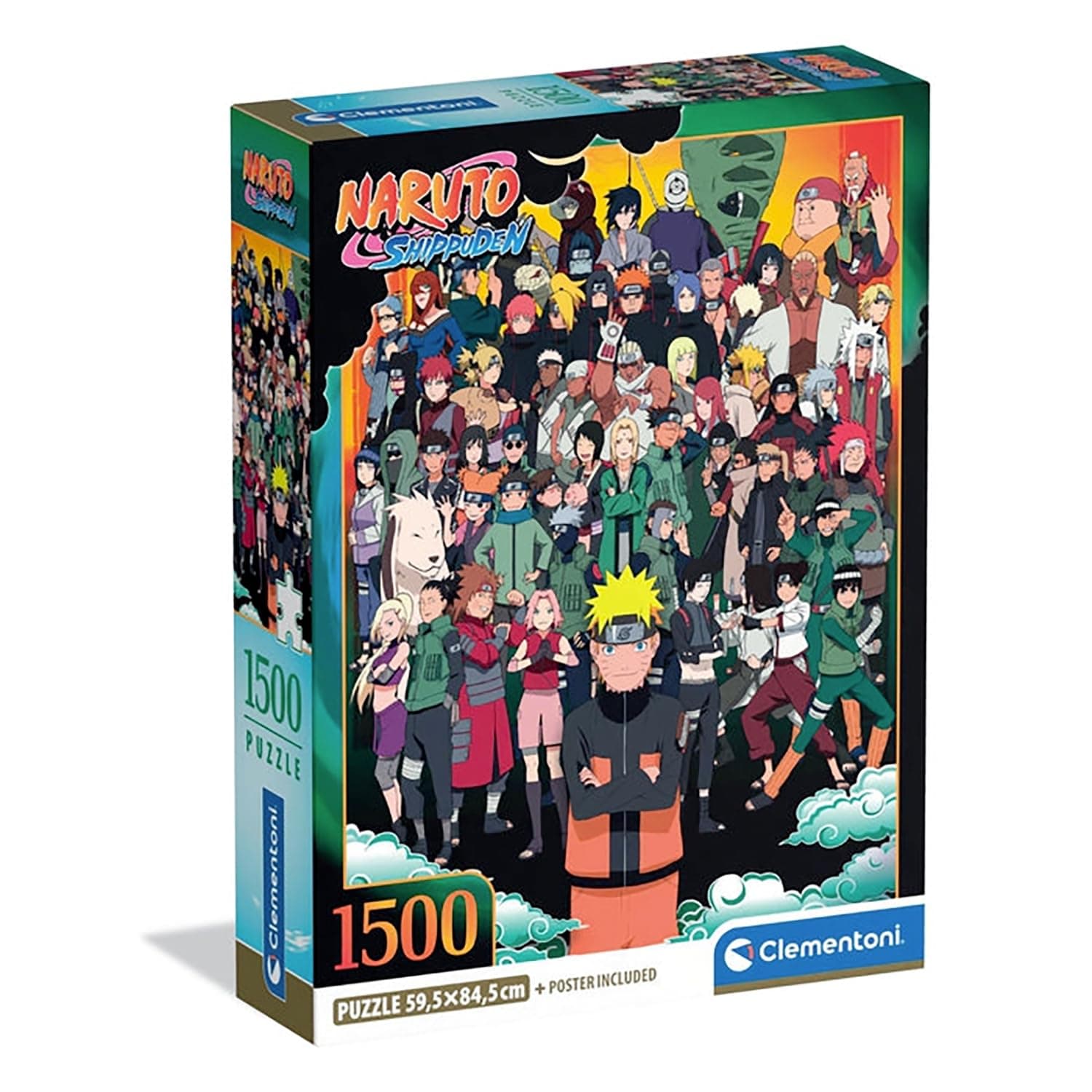 Clementoni Puzzle Naruto 1500 Stücke, Compact Box - Puzzle für Erwachsene 14-99 Jahre, Geschenk für Mann und Frau, Made in Italy, 31748