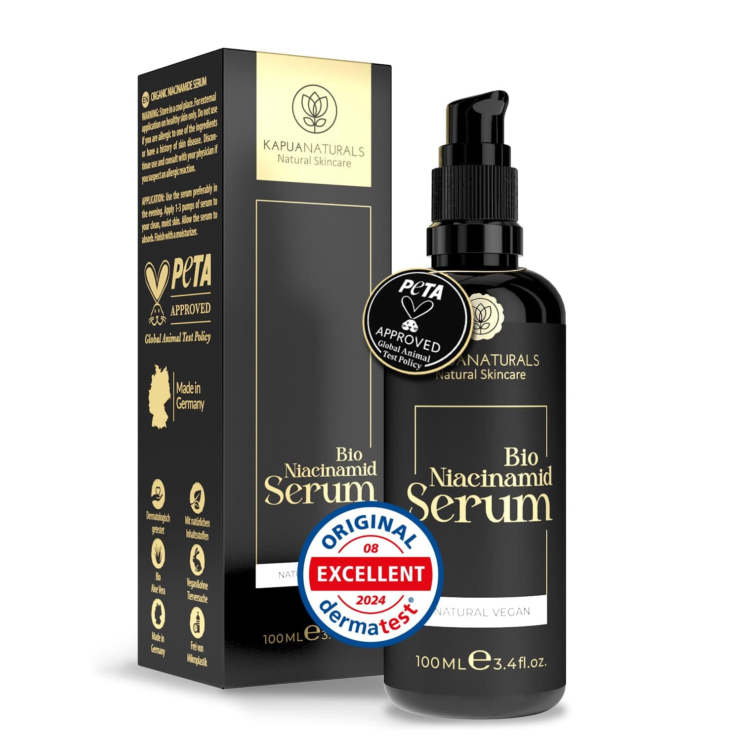 Sérum Niacinamida BIO alta concentración 100ml • 10% Niacinamida + 1% Zinc ✓ Reduce los poros ✓ Atenúa las manchas ✓ Piel uniforme ✓ Contra granos, inflamaciones y rojeces • Cosmética natural