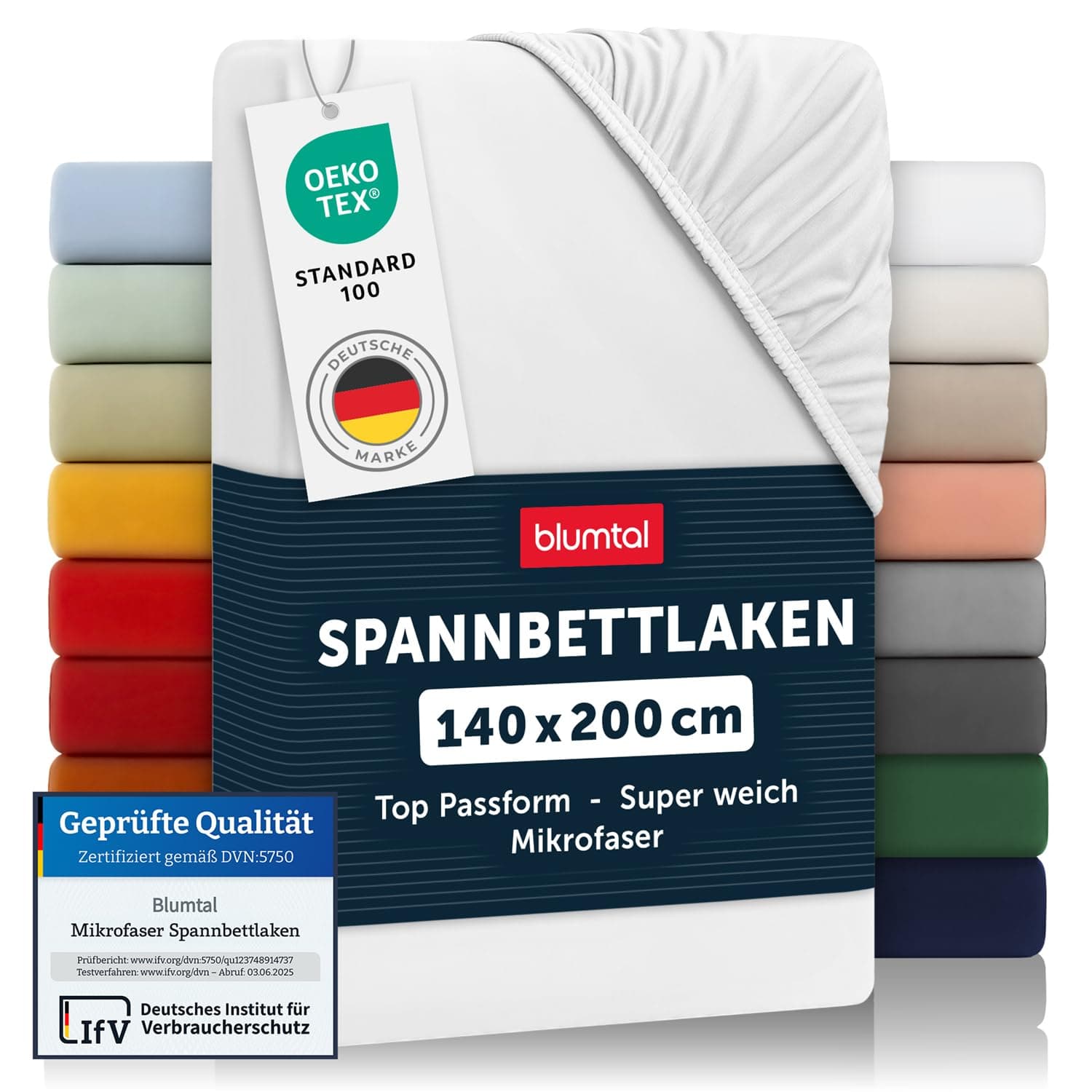 Blumtal® Spannbettlaken 140x200 cm - Oekotex zertifiziertes Microfaser-Leintuch