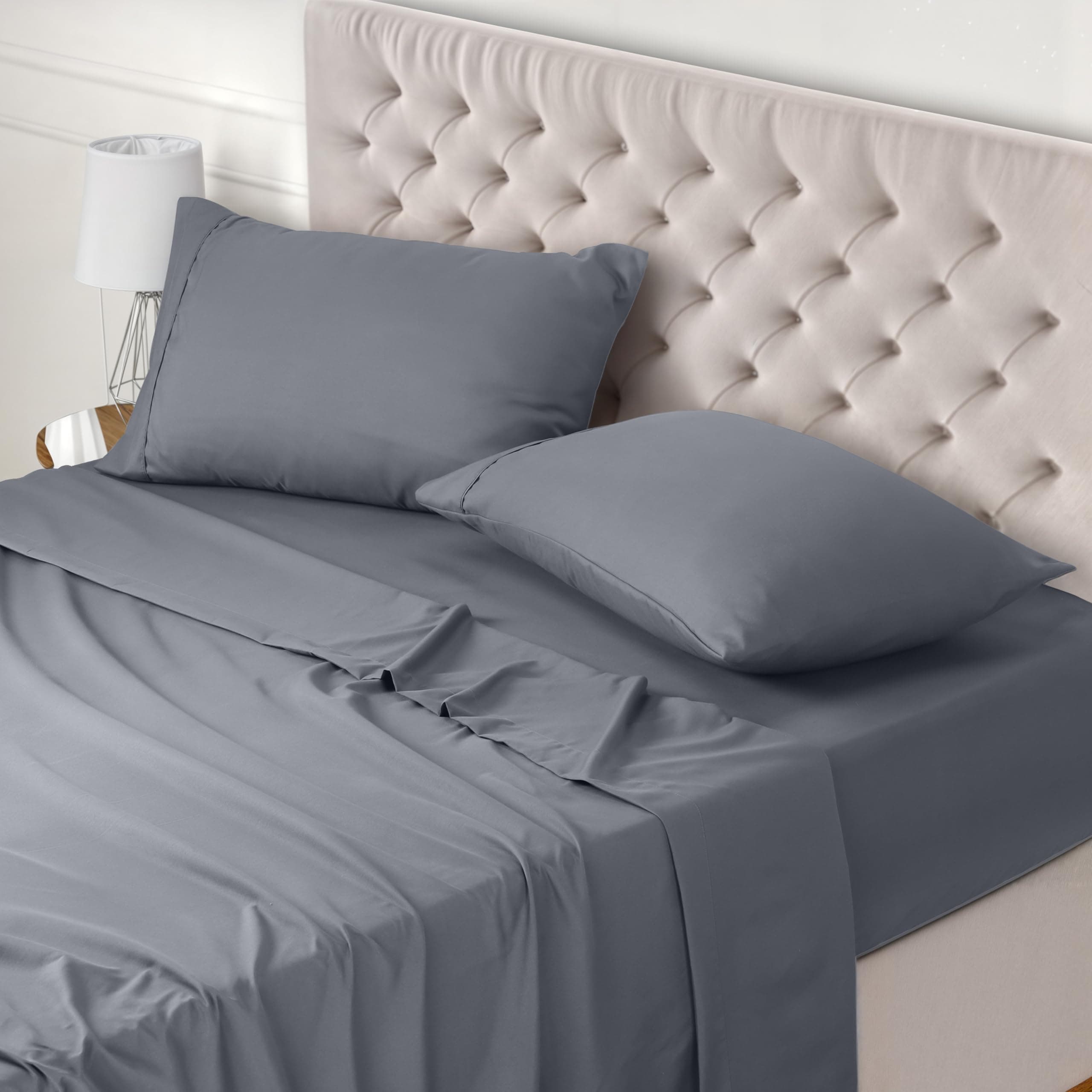 Utopia Bedding Juego de Sabanas 4 Piezas 150x200 - Poliéster Microfibra Cepillada - Oeko-Tex Certificado - Sábana Bajera, Sábana Plana y 2 Fundas de Almohada 50x75 (Cama 150, Gris)