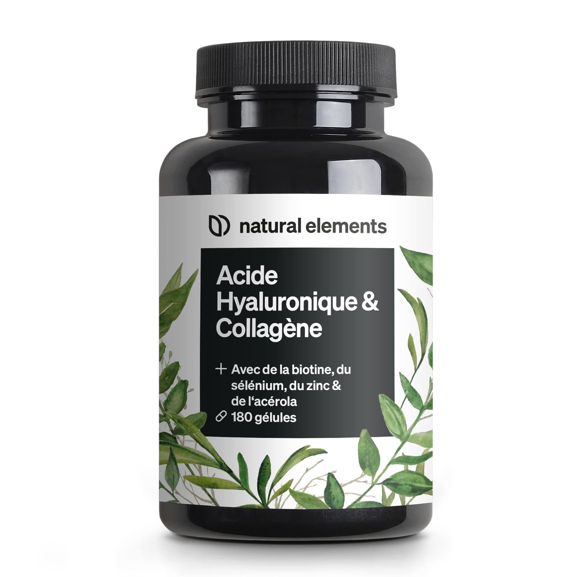 Collagene et Acide Hyaluronique – 180 gélules – Enrichi en Vitamine C, Biotine, Zinc & Sélénium – 1000mg de Collagène – Testé en Laboratoire, Hautement Dosé & Sans Additifs