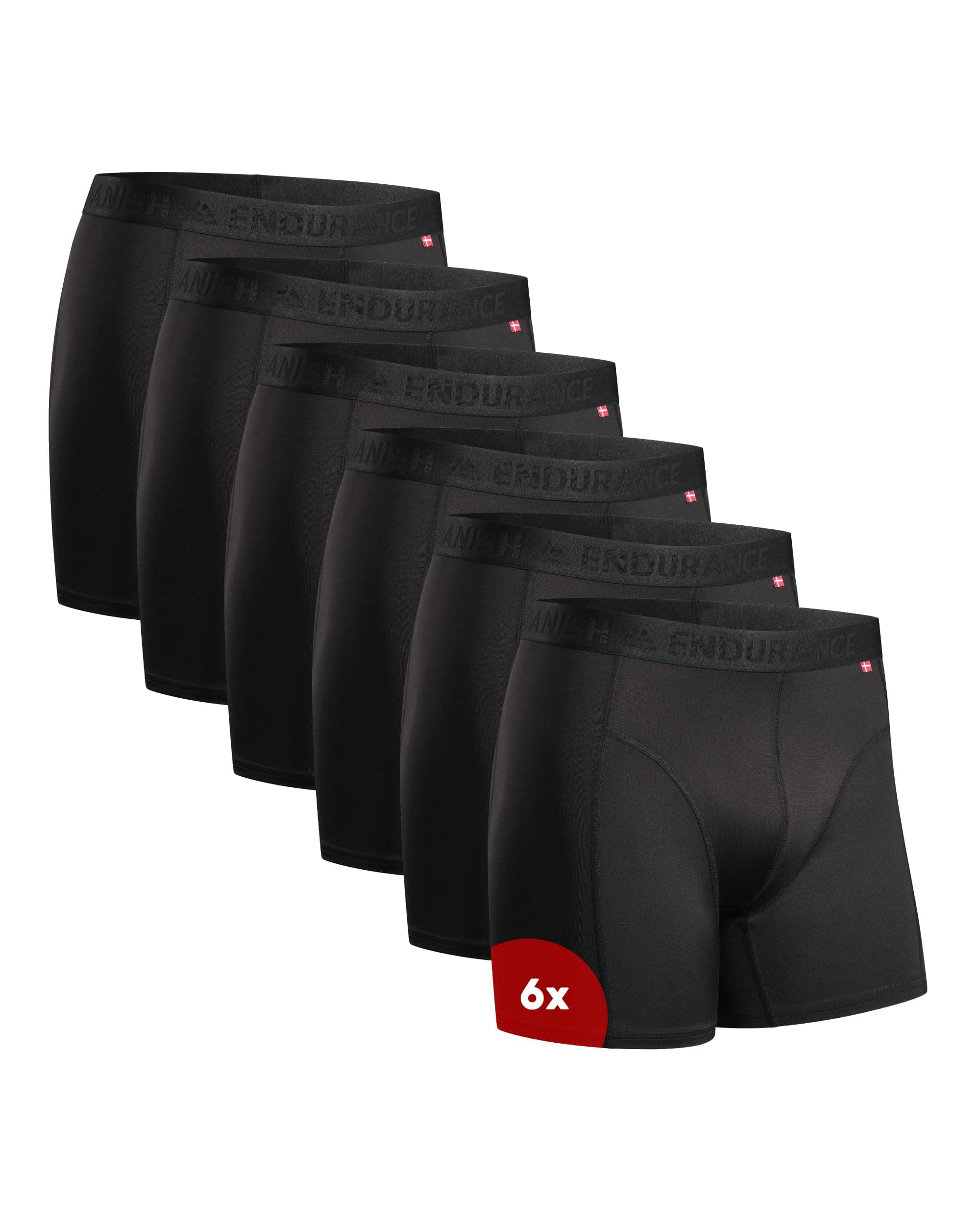 DANISH ENDURANCE Calzoncillos Hombre Boxer Deportivos, Ajustados y Transpirables, Pack de 6 - Ropa Hombre Deportiva, Ropa Interior
