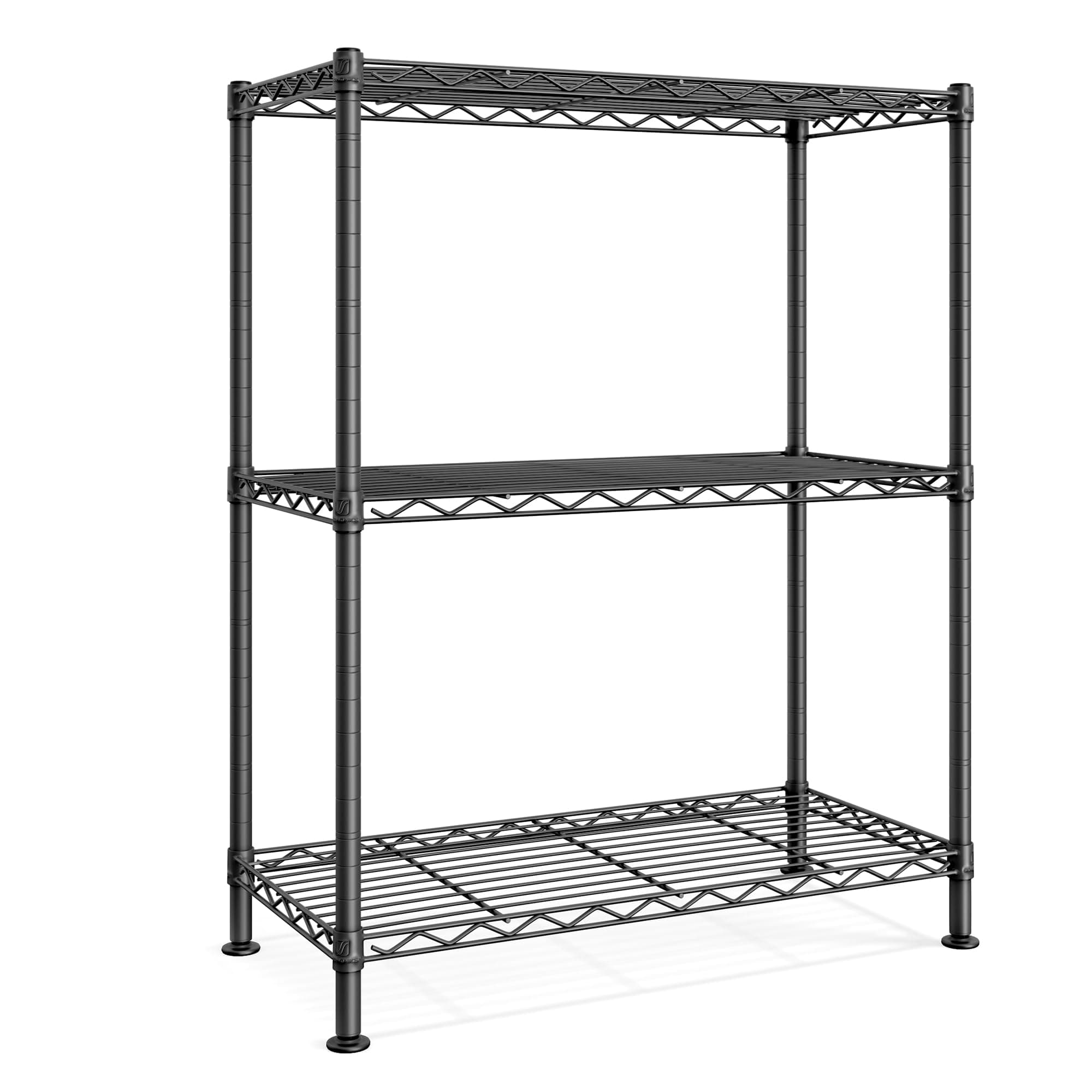 SONGMICS Regal, Metallregal, höhenverstellbare Ablagen, Aufbewahrungsregal, Standregal für Garage Schlafzimmer Wohnzimmer, 3 Ebenen, 30 x 60 x 77 cm, tintenschwarz LGR163BH01