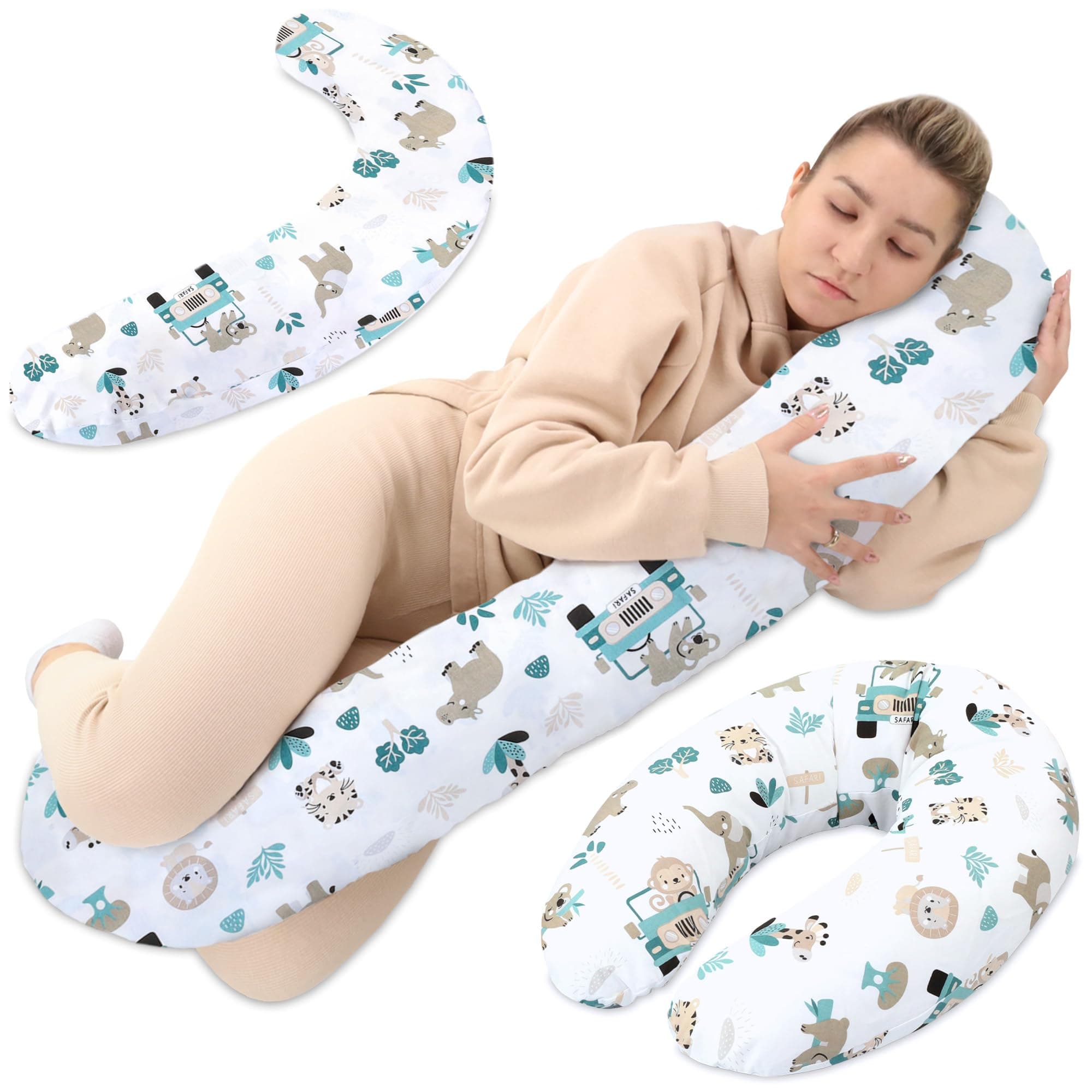 Totsy Baby Cojin Lactancia y Embarazo 190cm – Almohada para Dormir de Lado Descanso y relajación Ideal para futuras mamás Forma en C Oeko-Tex