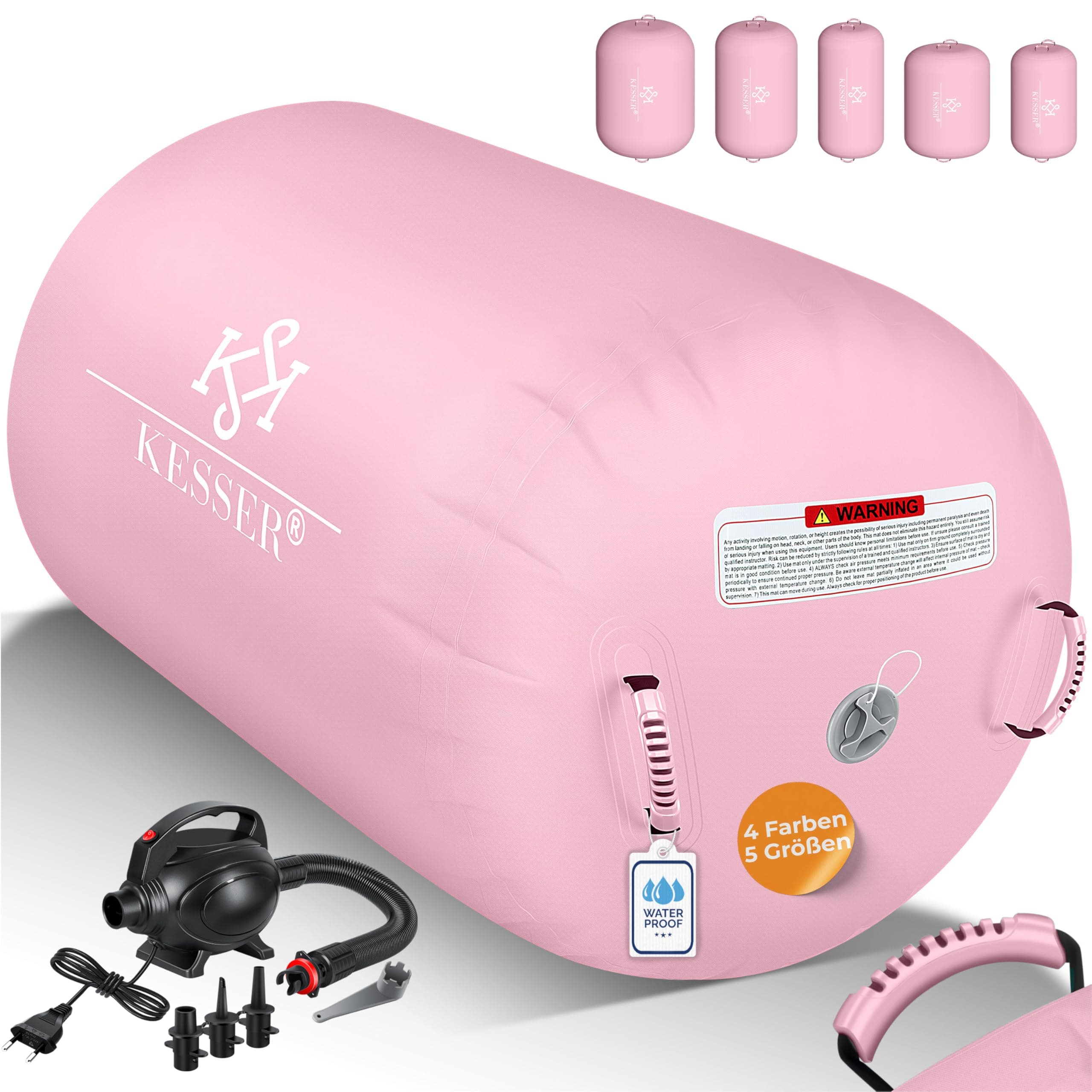 KESSER® Aufblasbare Airtrack | inkl. Tragetasche & elektr. Luftpumpe | Barrel Tumbling, Yoga, Fitnessmatte, Trainingshilfe, Turnmatte, Balance Trainer, Sportmatte, Gymnastikmatte, Workout
