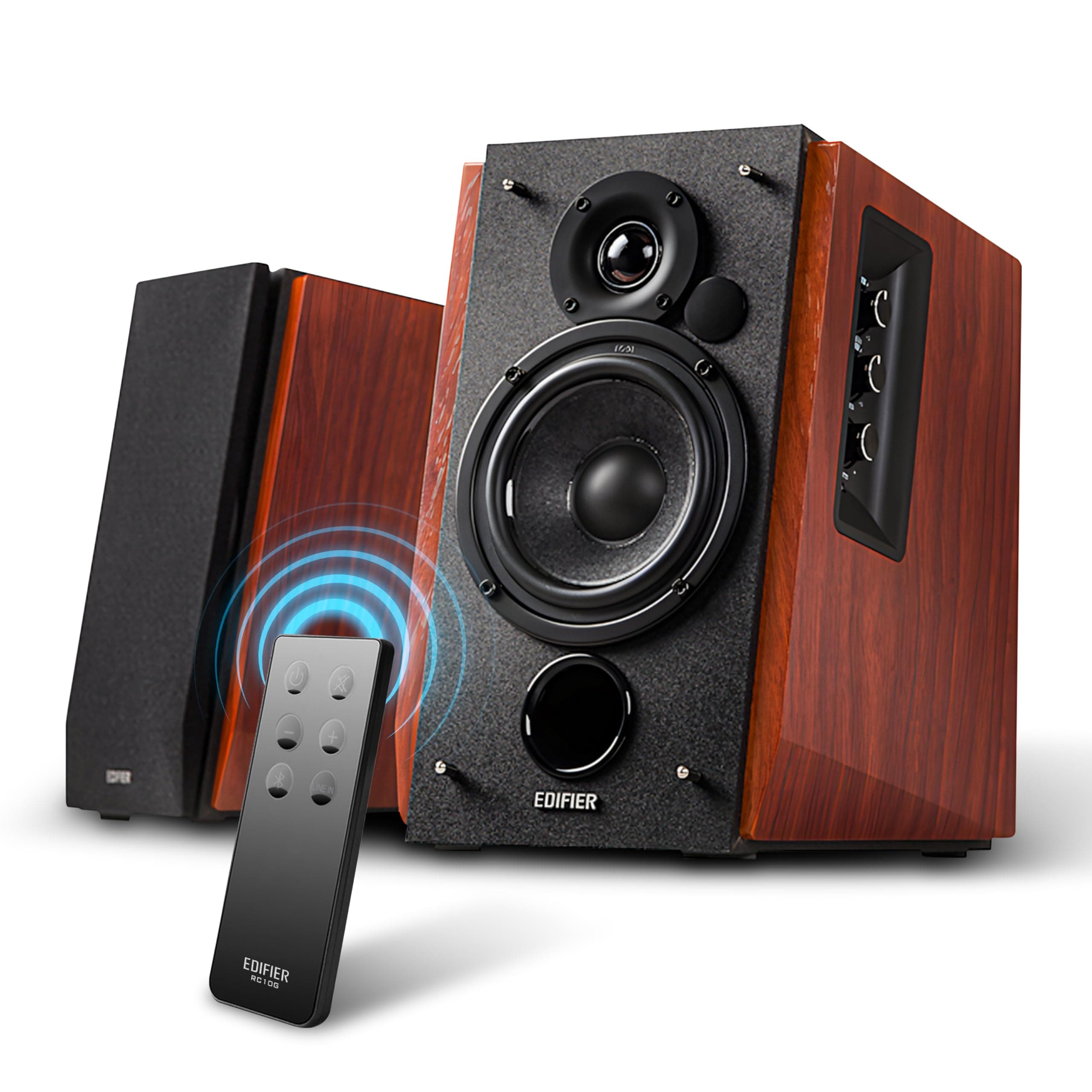 Edifier R1700BT Altavoces de Estante Bluetooth - Monitores de Estudio de Campo Cercano Activos - Altavoces 2.0 - Instalación de gabinete de madera - 66w RMS
