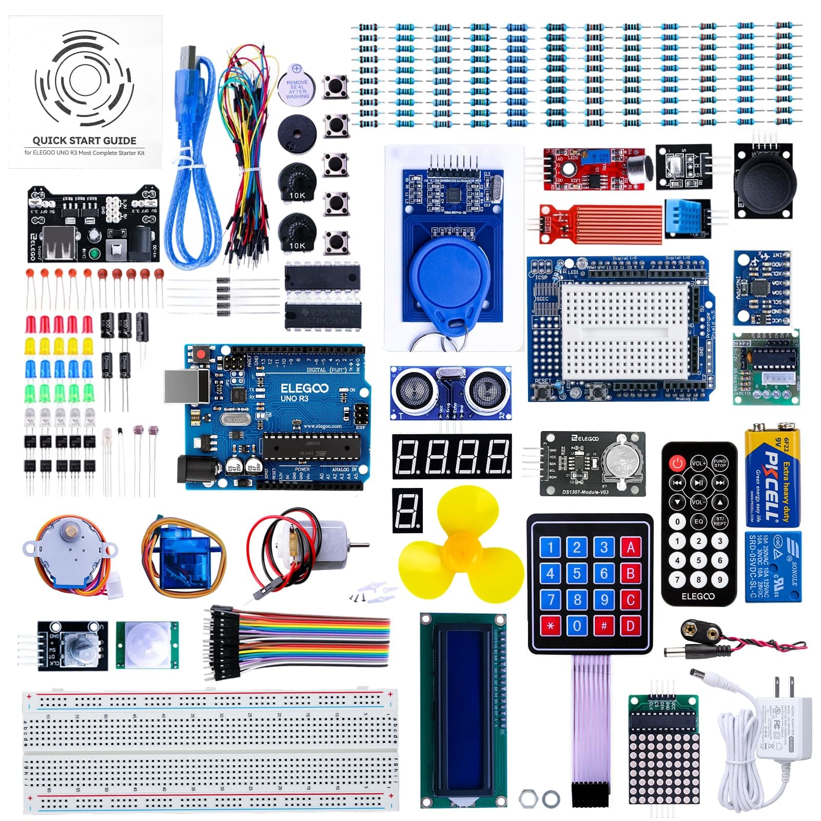 ELEGOO UNO R3 Project Kit de démarrage le plus complet avec tutoriel compatible avec Arduino IDE (63 articles)