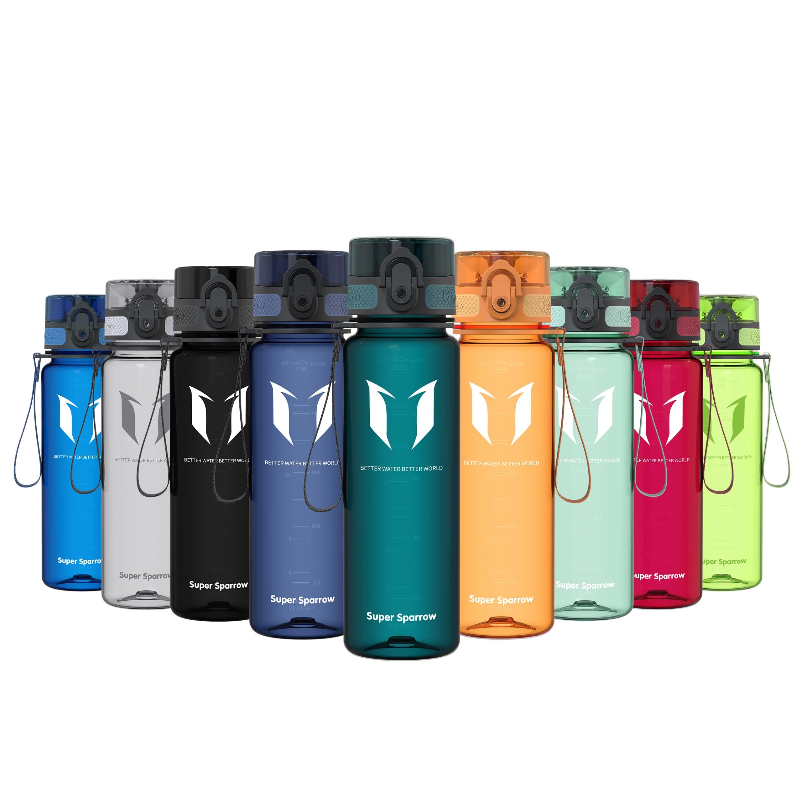 Super Sparrow Trinkflasche - Tritan Wasserflasche - 350ml, 500ml, 750ml, 1000ml - BPA-frei - Ideale Sportflasche - Sport, Wasser, Fahrrad, Fitness, Uni, Outdoor - Leicht, Nachhaltig
