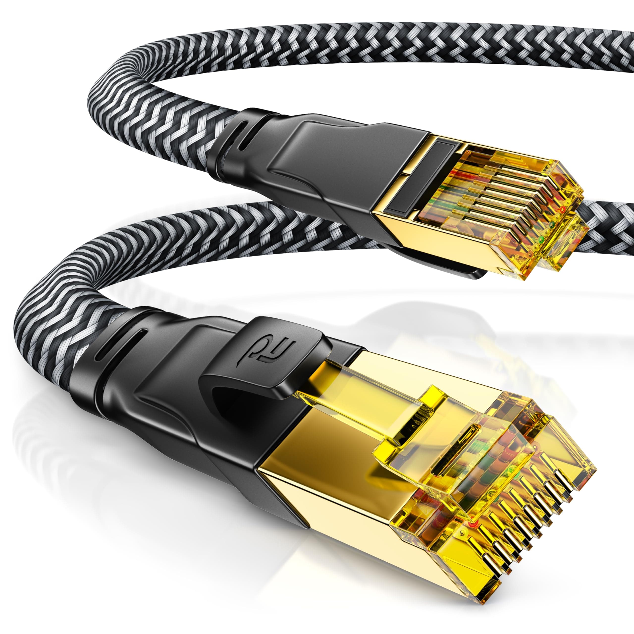 CSL - 7,5m CAT 7 Netzwerkkabel Flach und Dünn, Lan Kabel für 10 Gigabit High Speed Internetkabel Flachbandkabel, Verlegekabel, 10 Gbps Cat.7 RJ45 Kabel für Switch Router Modem PC, 7,5 Meter Schwarz