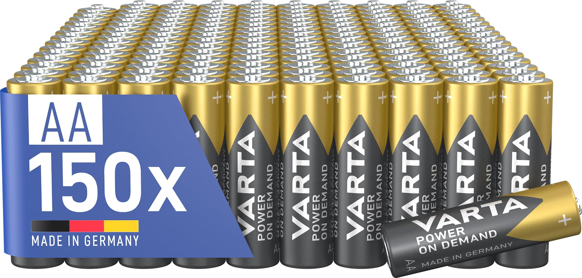 VARTA Batterien AA, 150 Stück, Power on Demand, Alkaline, 1,5V, Vorratspack, smart, flexibel, leistungsstark, ideal für Computerzubehör, Smart Home Geräte, Made in Germany