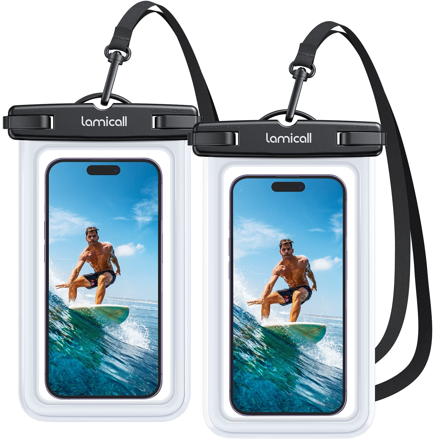 Lamicall wasserdichte Handyhülle, Unterwasser Handytasche - [2 Stück] IPX8 Wasserfeste Hülle für Schwimmen, Waterproof Phone Case für iPhone 17 16 15 14 13 Pro Max, Samsung, Smartphone bis zu 7 Zoll