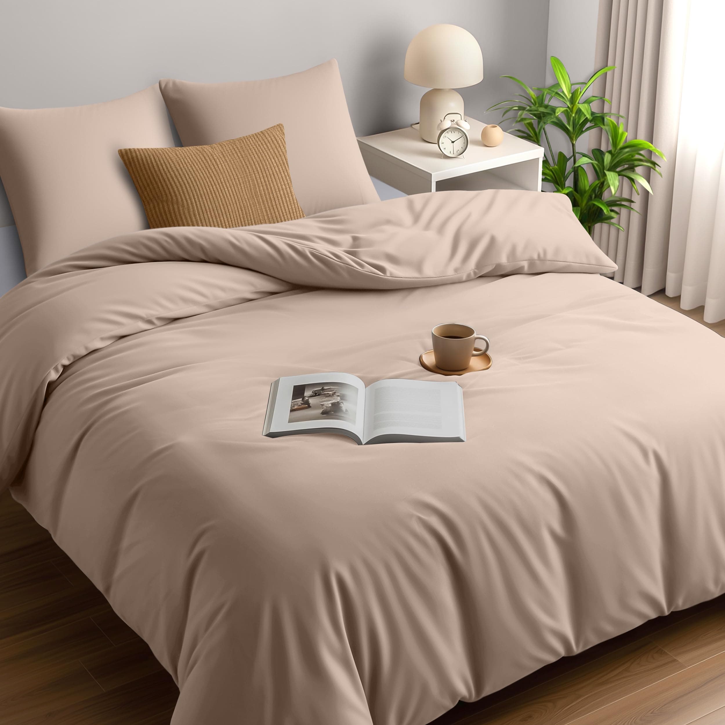Utopia Bedding Housse de Couette 220x240 cm avec 2 Taies d'oreiller 65x65 cm (Beige) - Parure de lit 220 x 240 cm - Ensembles de Housses de Couette en Microfibre brossée Douce