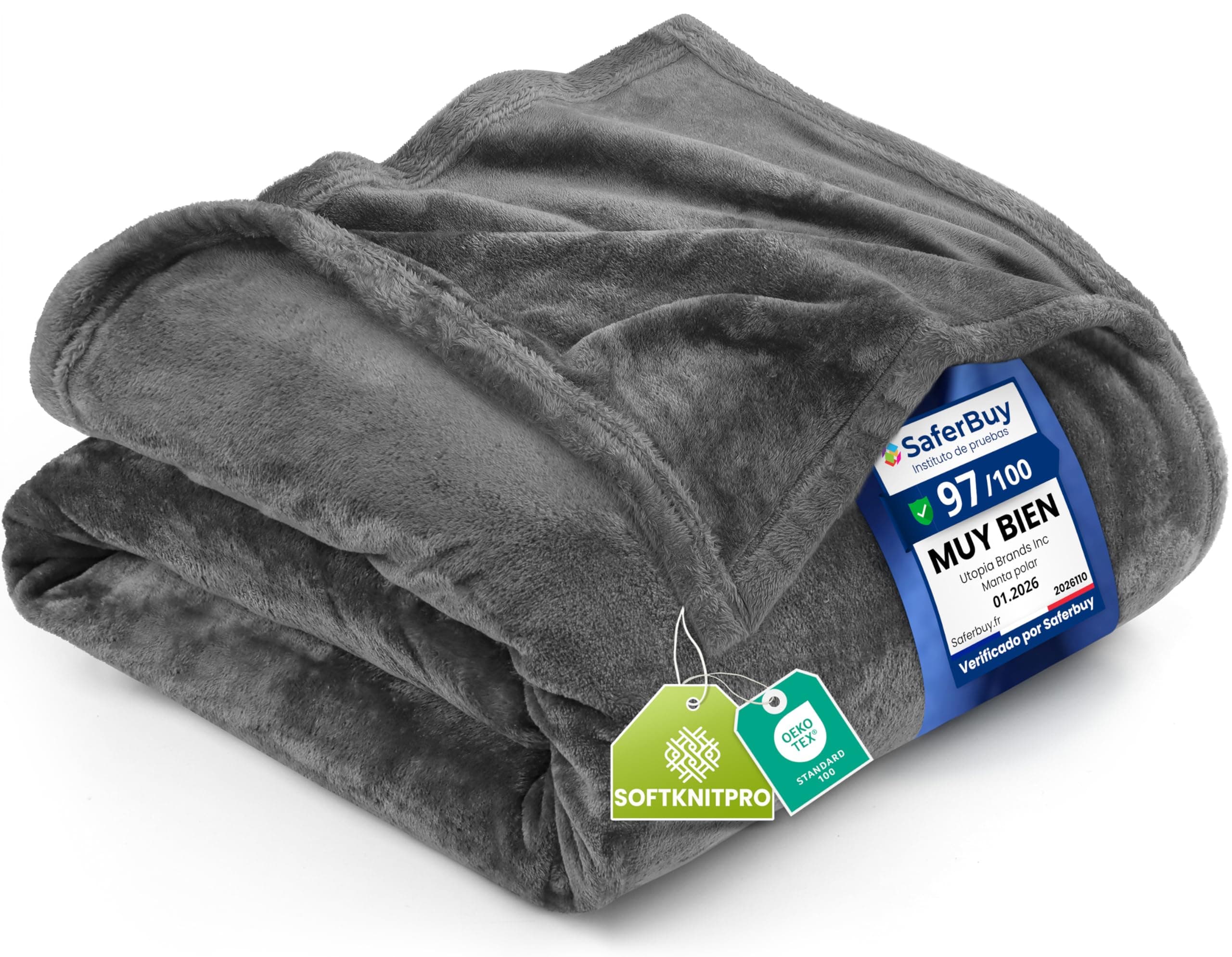 Utopia Bedding Manta Polar, Manta Ligera para La Cama, El Sofá O El Sillón, Adecuada para Todas Las Estaciones [200x150 cm, Gris]