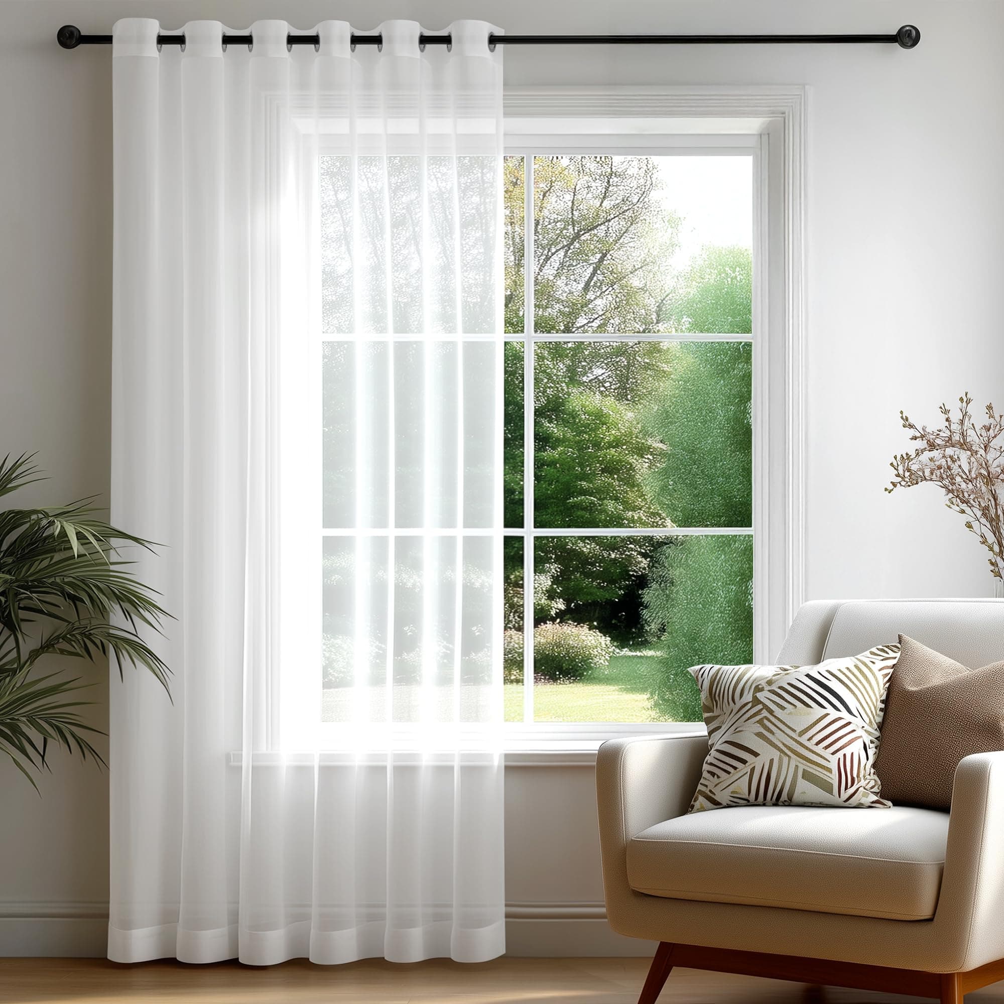 Deconovo Cortinas Salon Modernas Blancas Translucidas 200 x 245 cm Cortinas Dormitorio Visillos para Ventanas de Habitacion Infantiles Niños 1 Pieza Blanco