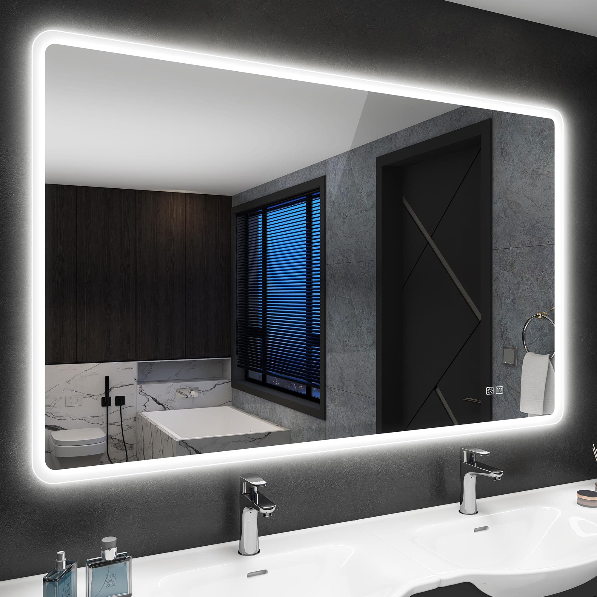 STARLEAD 100x70cm Espejo-Baño-con-Luz y Antivaho, Espejos-de-Baño con Regulable, 3 Colores Luz, Función Memoria, IP44, Vidrio Templado HD, Horizontal/Vertical