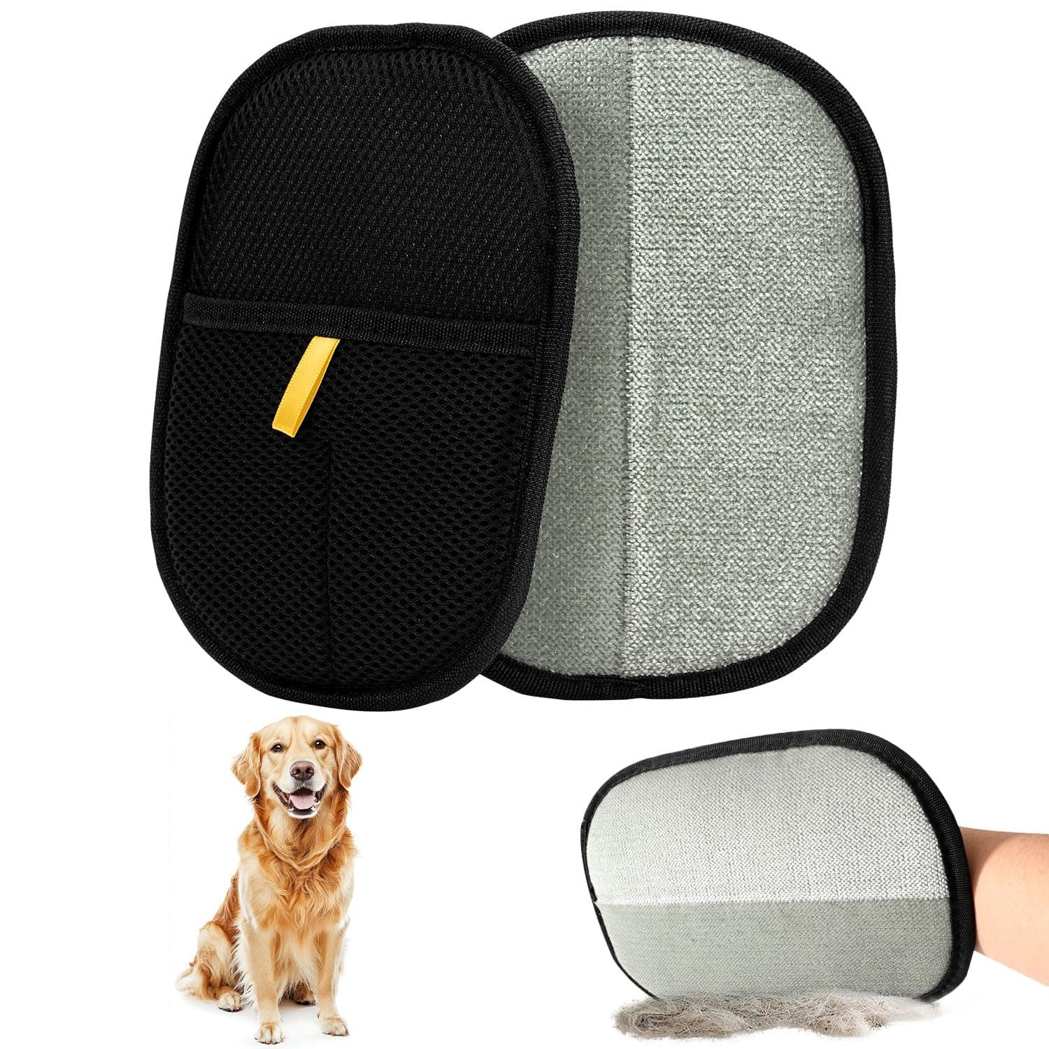 2 Pièces Gant Poil Chat, Double Face Gant Anti Poils Animaux, Réutilisable Brosse Anti Poils Animaux pour Lavage DémêLage Et Toilettage, Brosse Poils Animaux pour Canapé Meubles Tapis Siège Auto