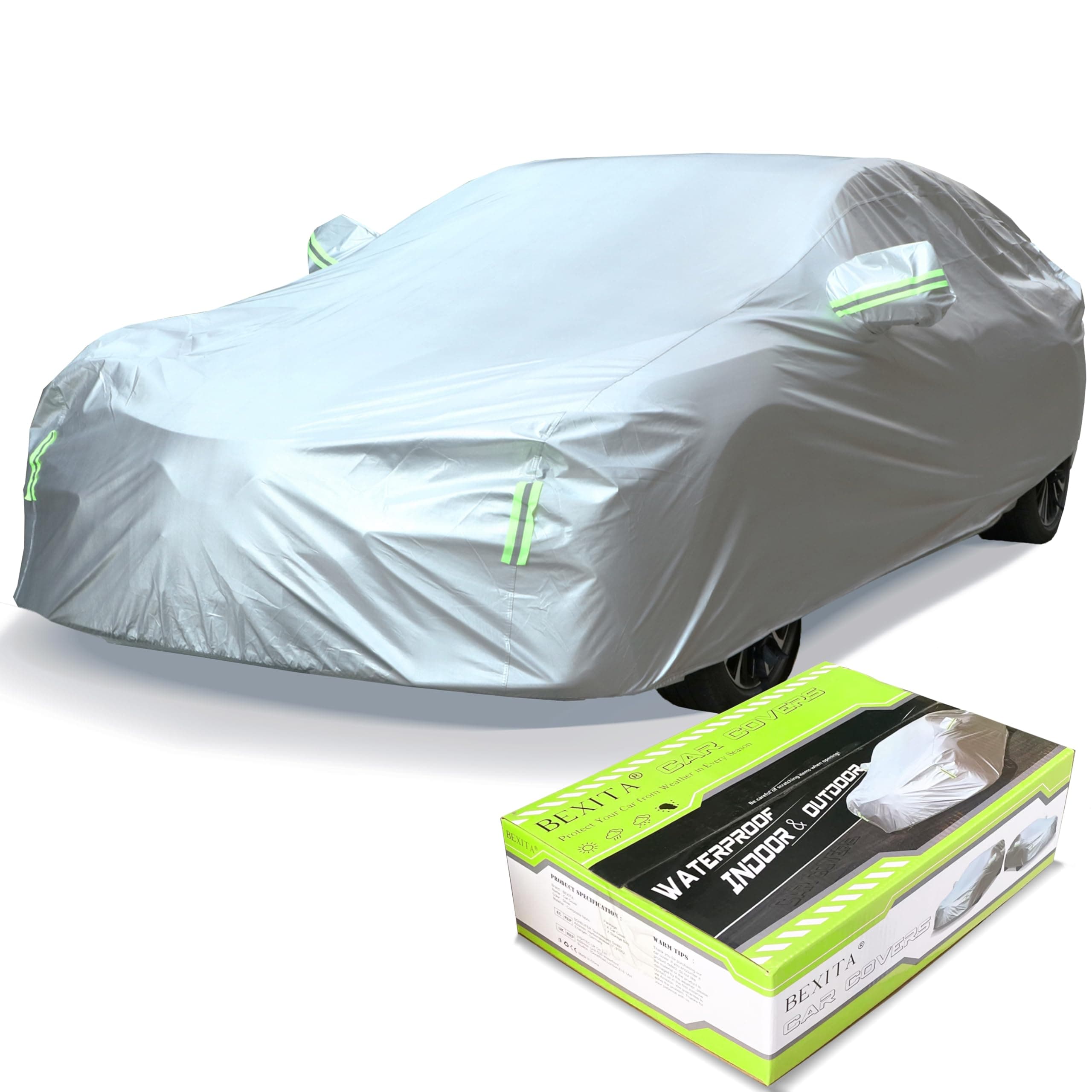 Funda Coche BEXITA Funda para Coche de Impermeable Fundas Coche Exterior A Prueba de Polvo A Prueba de Nieve Protección UV para sedán Longitud (hasta 510cm)