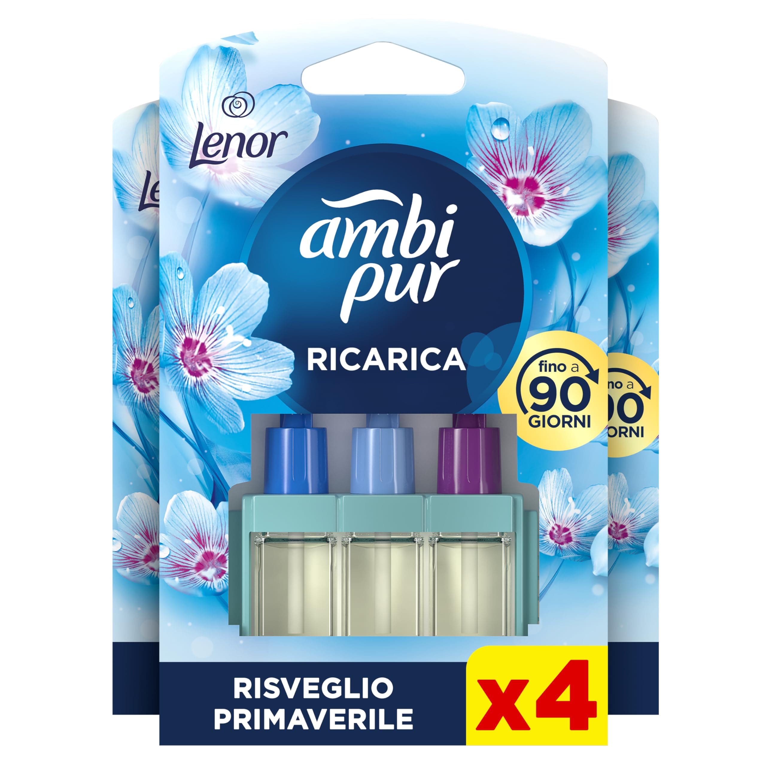 Ambi Pur 3Volution Risveglio Primaverile Ricarica Deodorante Per Ambienti Con Diffusore Elettrico 40ml, 4 pezzi