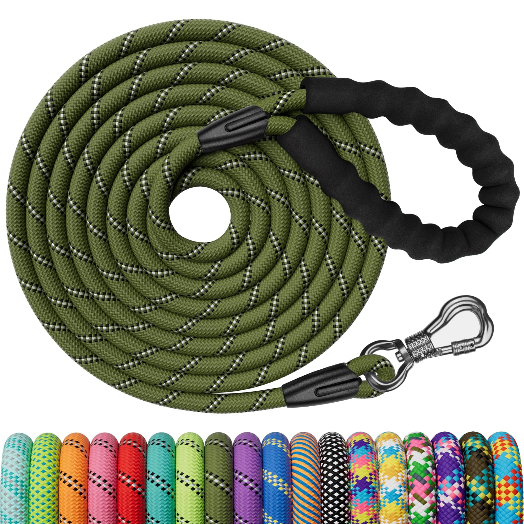 X XBEN Longe pour Chien, 3M 5M 10M 15M 20M 25M 30M Laisse de Dressage pour Chien, Laisse avec Poignée Confort et Mousqueton Verrouillable, Longe Robuste pour Petits, Moyens et Grands