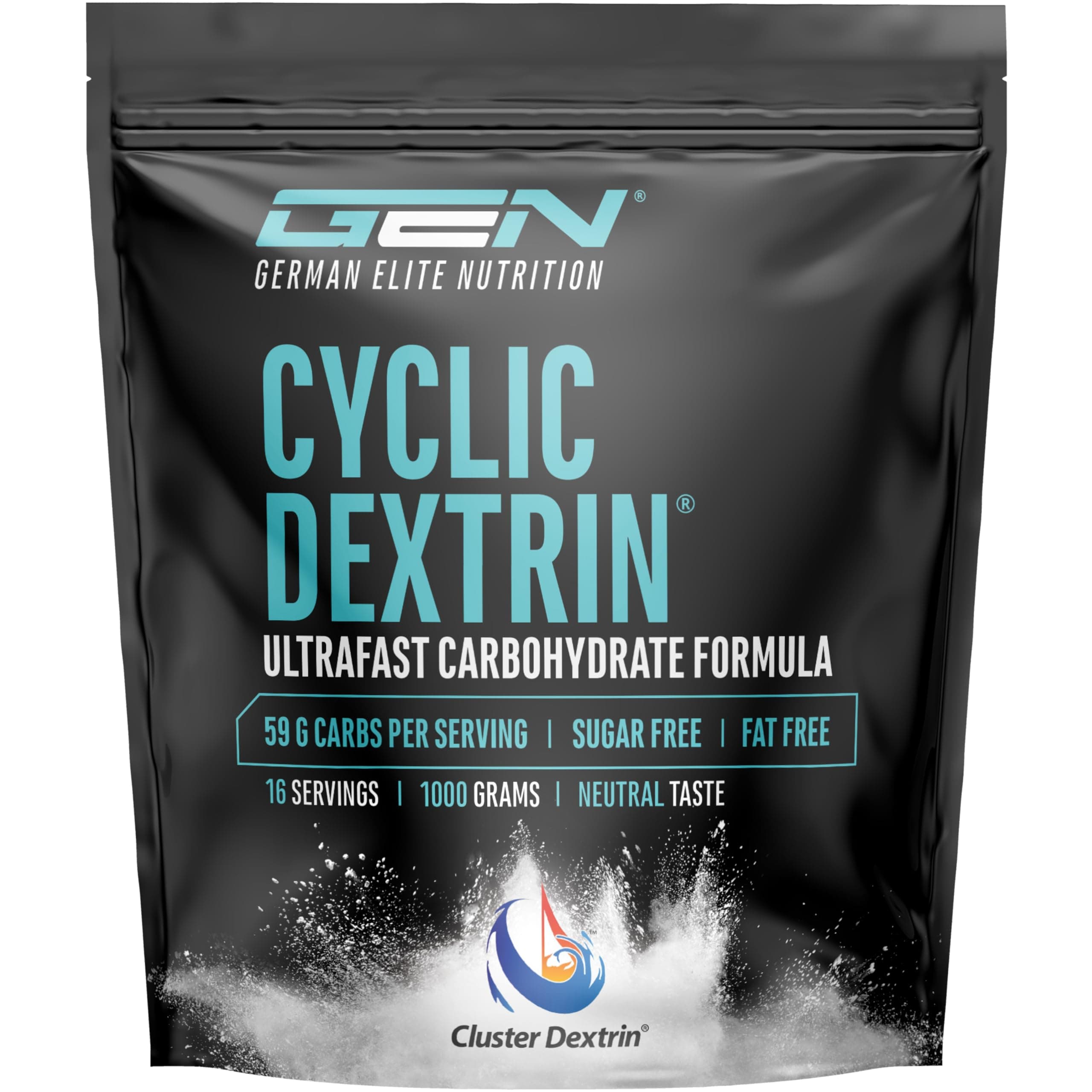 Cyclic Dextrin (Cluster Dextrin®) 1000 g - Premium Kohlenhydrat Pulver - Hochverzweigtes zyklisches Dextrin - Patentiertes Energy Pulver für mehr Energie - Hohe Bioverfügbarkeit - Vegan
