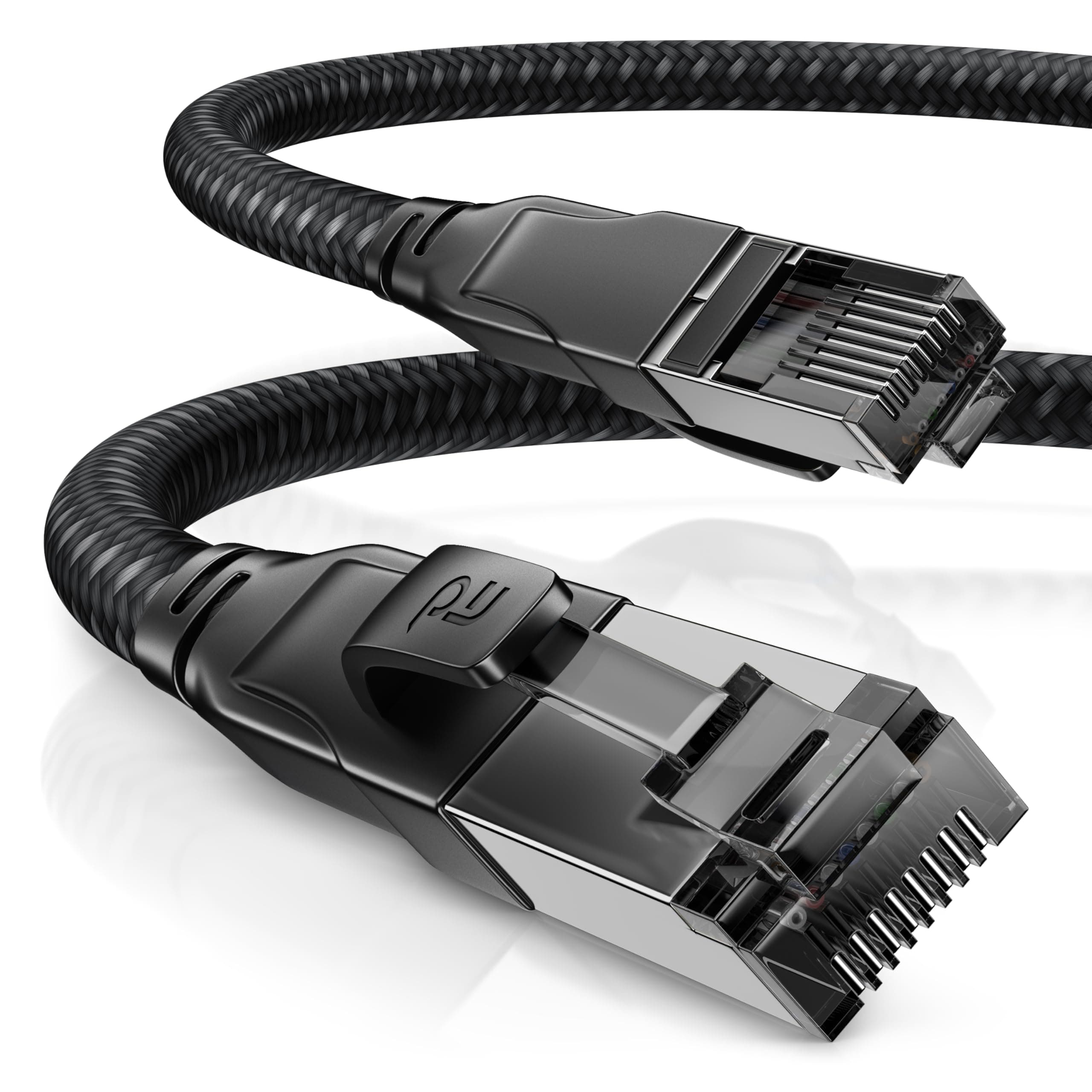 CSL - CAT8.1 Netzwerkkabel 40 Gbits - 3m - Baumwollmantel - Black Series - LAN Kabel Patchkabel RJ45 - Gigabit Ethernet Cable - 40000 Mbits - S/FTP PIMF Schirmung - kompatibel zu CAT6 CAT7