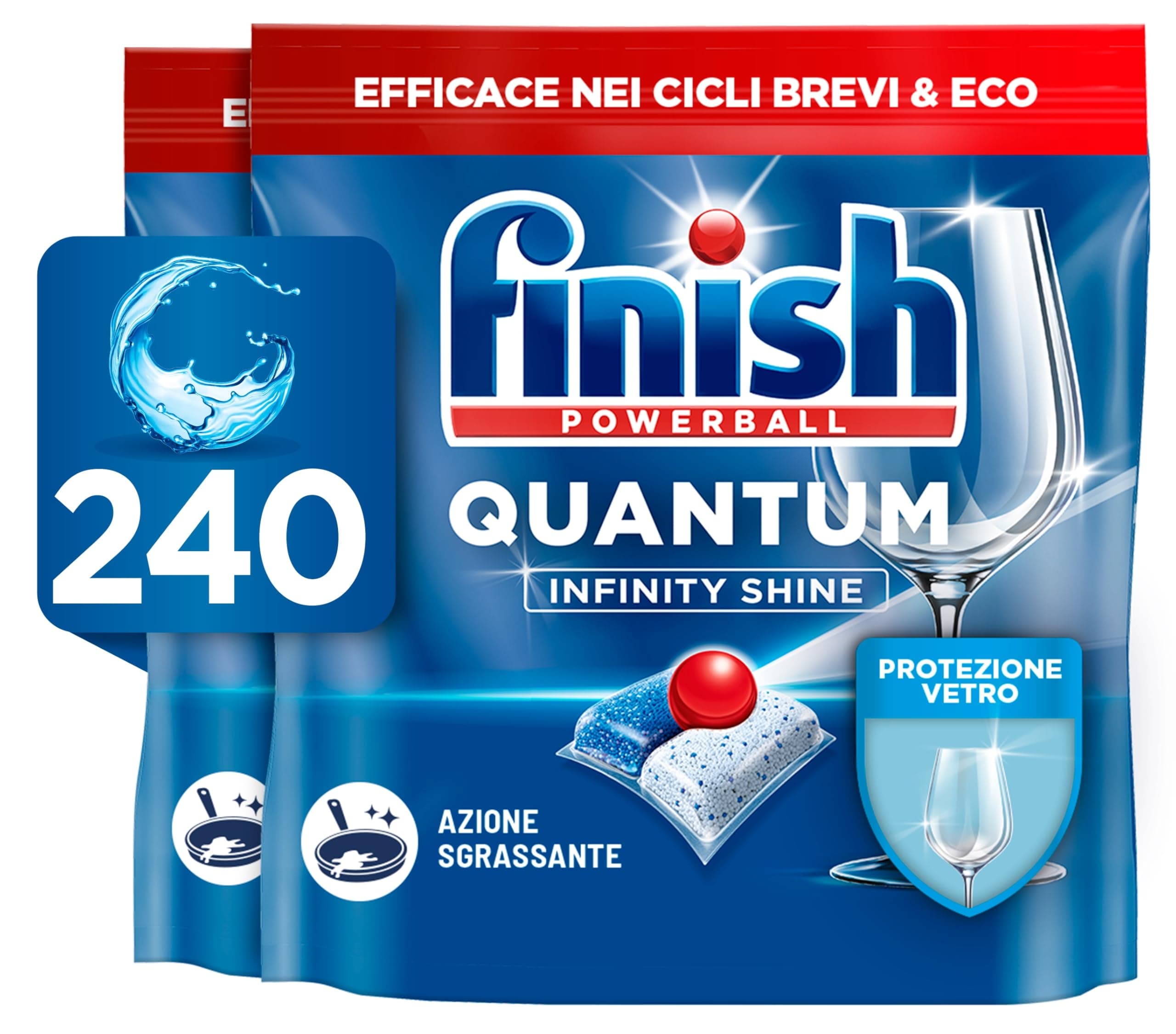 Finish 2 Confezioni di 120 Capsule Lavastoviglie Quantum Infinity Shine, Detergenti per Lavastoviglie per una Pulizia e Brillantezza Efficace