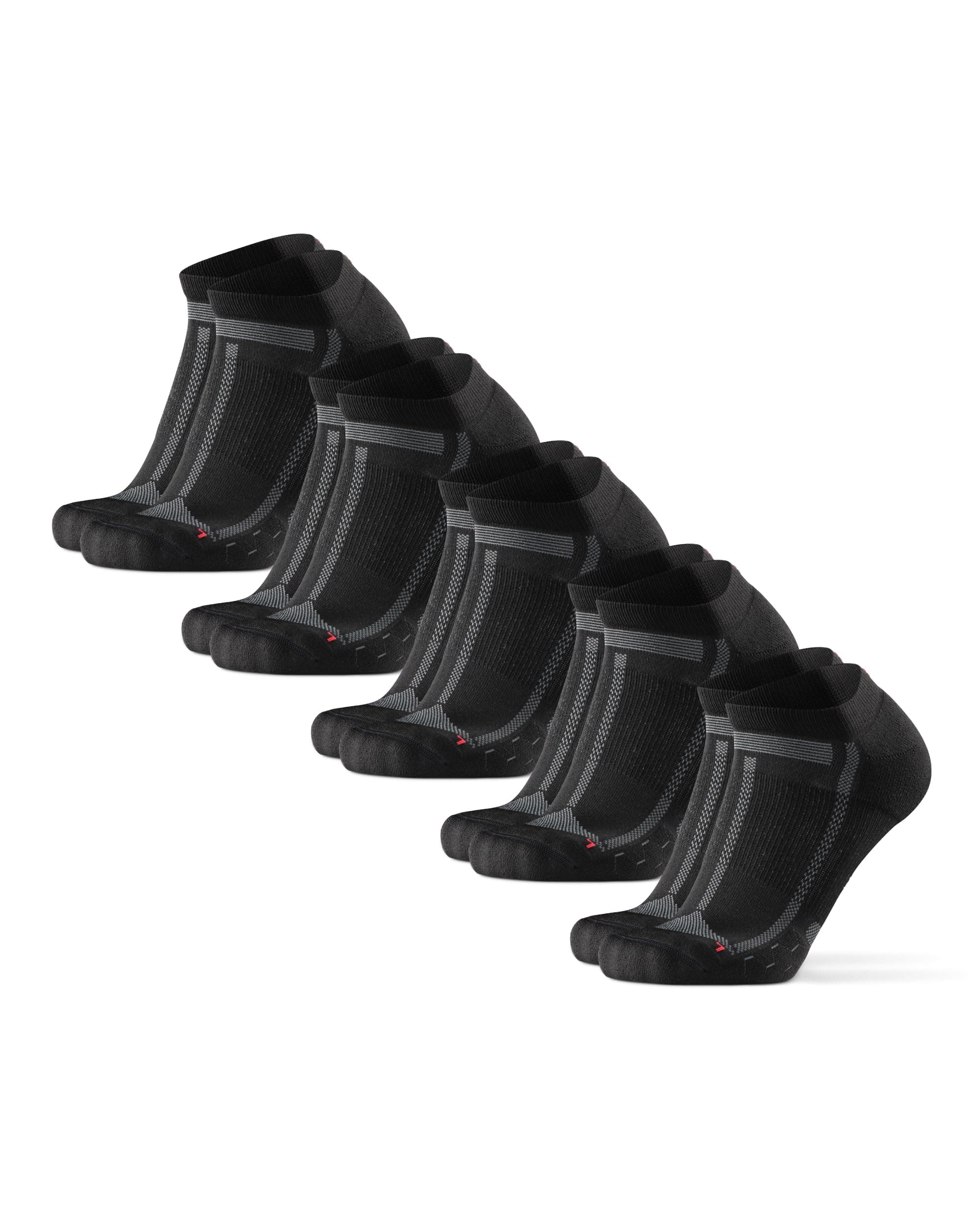 DANISH ENDURANCE Kurze Laufsocken, Sommer Sportsocken, Atmungsaktive Socken, Leichte Kompression, Gepolstert & Anti-Schweiß, Damen & Herren, 3 & 5 Paar