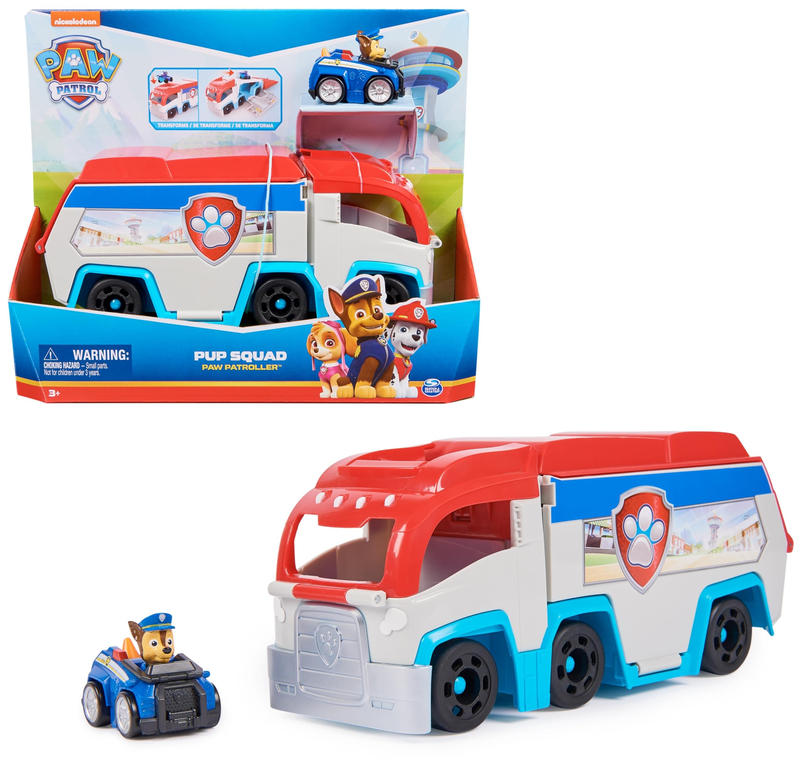 Paw Patrol - Pat Patrouille - Patrouilleur Pup Squad - Véhicule Figurine Chase - Voiture Figurine À Collectionner - Pat Patrouille Jouet - Voiture Enfant - Jouet Enfant 3 Ans Et +
