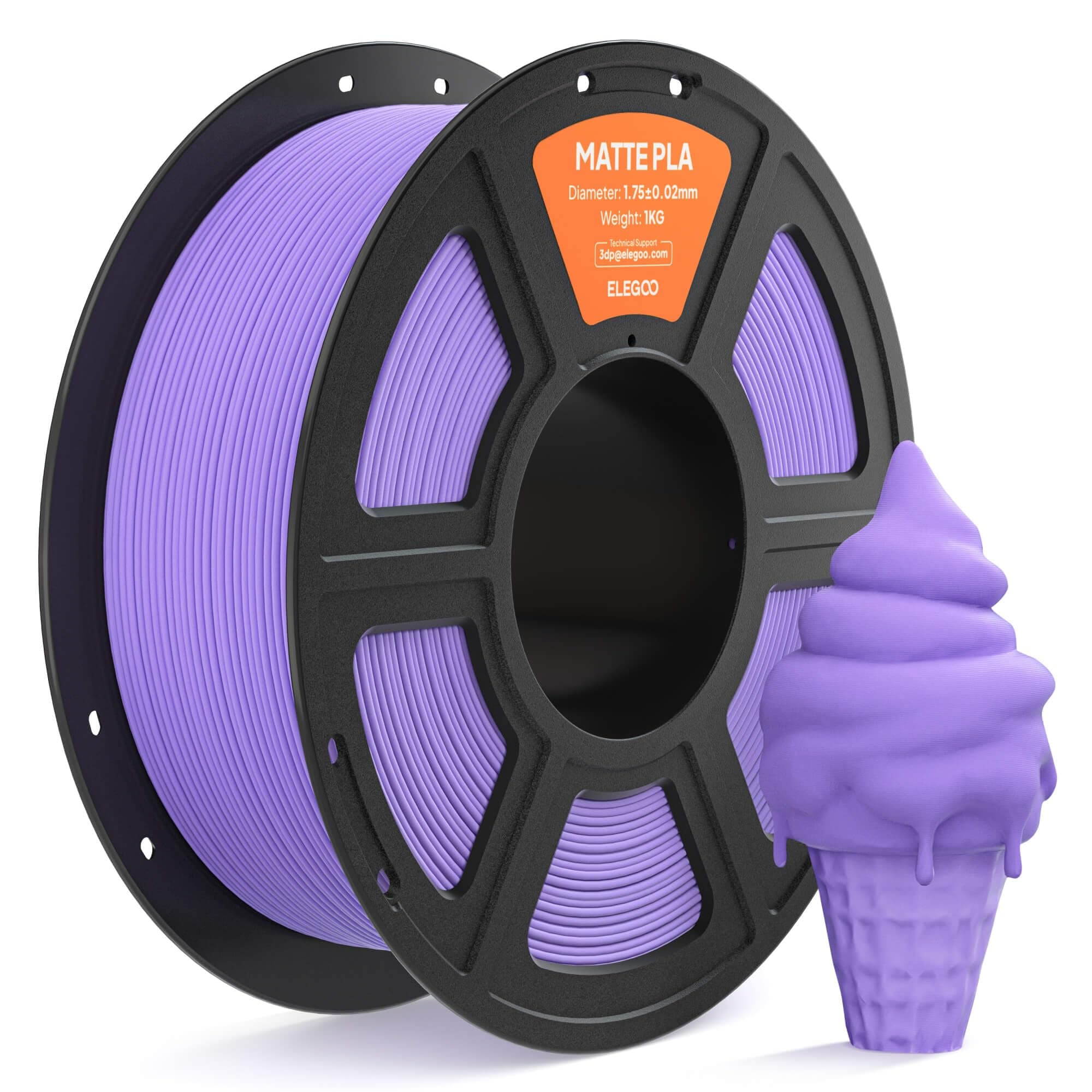 ELEGOO Filamento PLA MATE 1.75 1KG Violeta Lavanda, Filamento para Impresora 3D, Precisión Dimensional +/- 0.02mm, Carrete Filamento 3D, para Mayoría Impresoras 3D