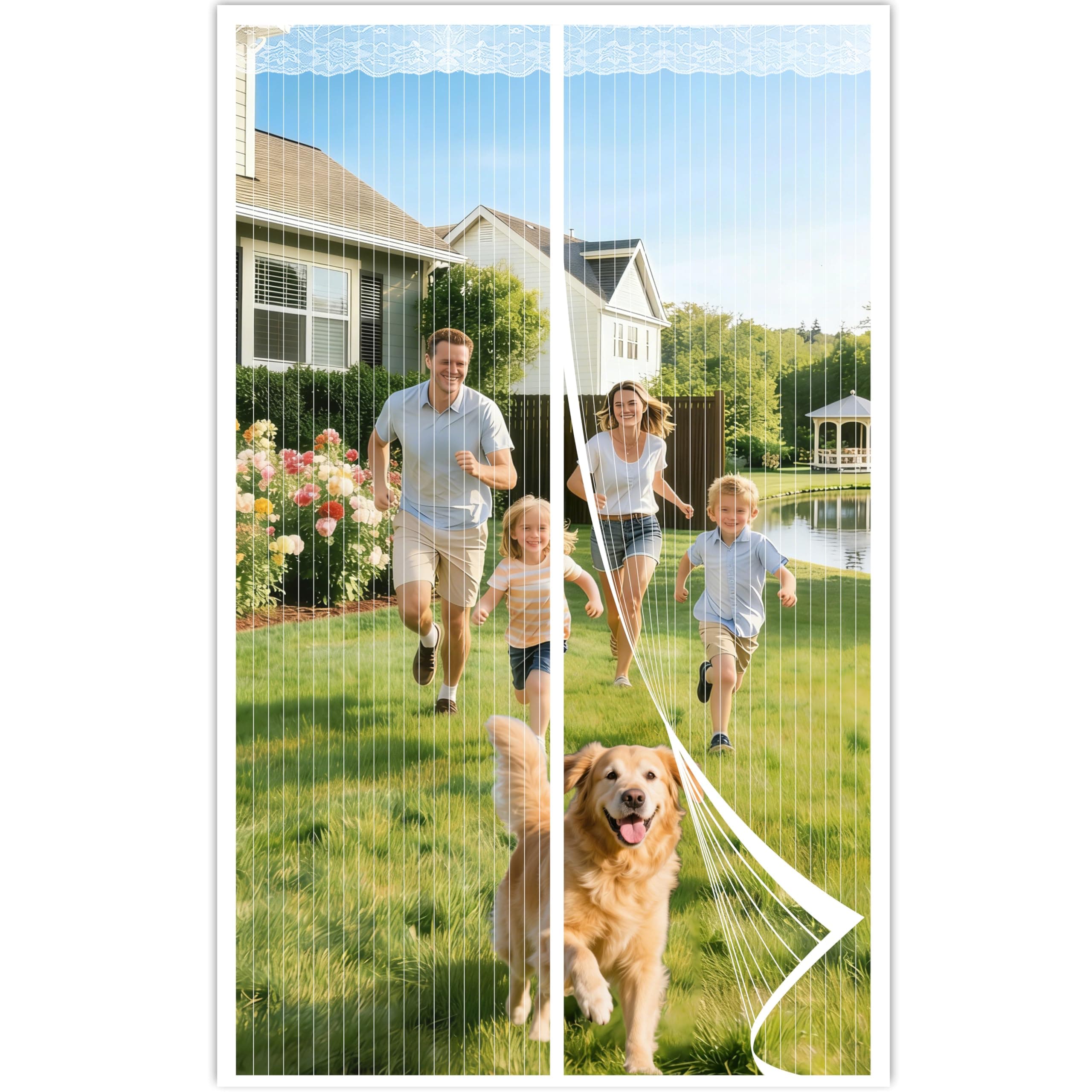 HOWIN Zanzariera Magnetica, Tenda Zanzariera Porta Finestra 85x200CM, Zanzariere Magnetiche Per Porte Finestre (Bianco)