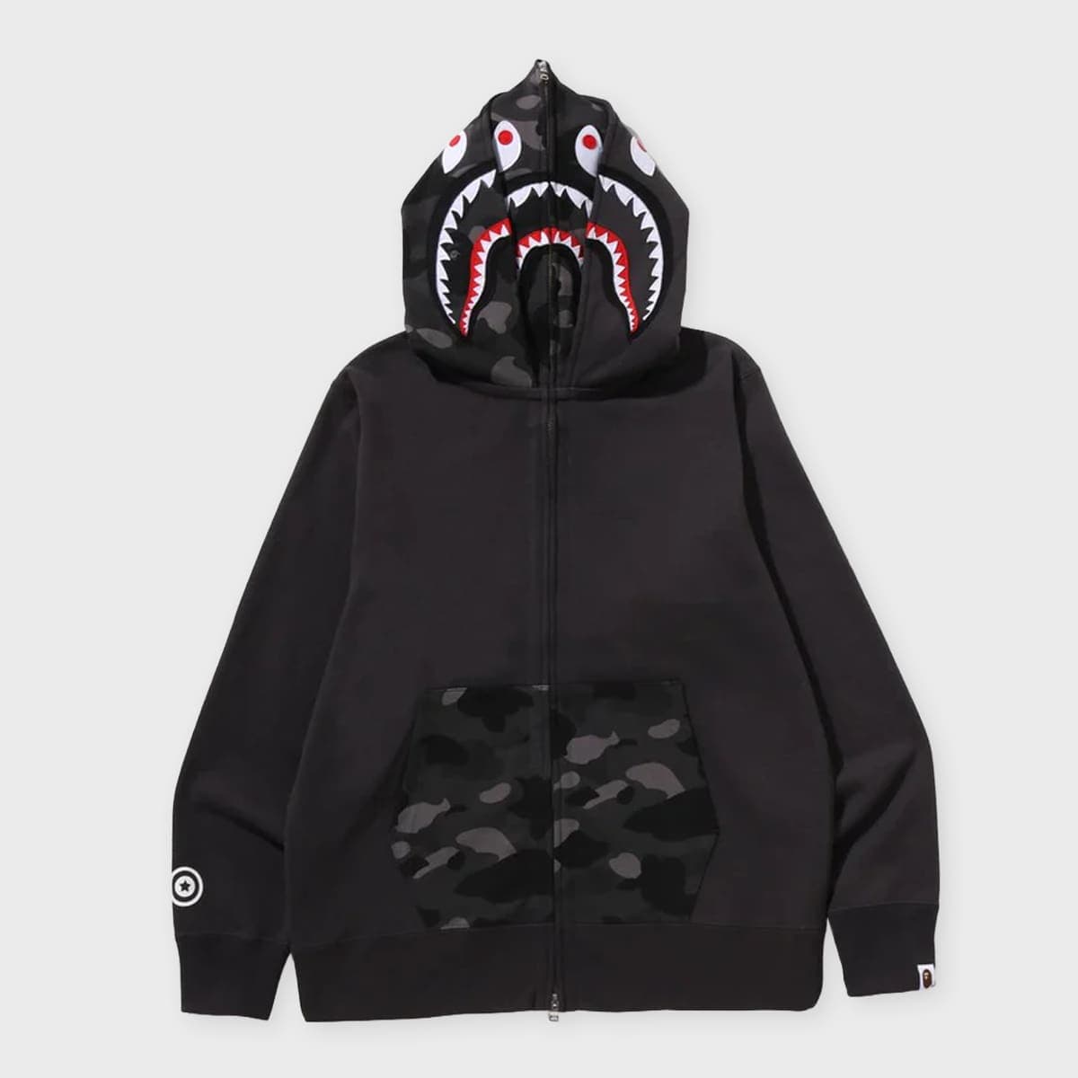 Color Camo Shark Full Zip Double Hoodie