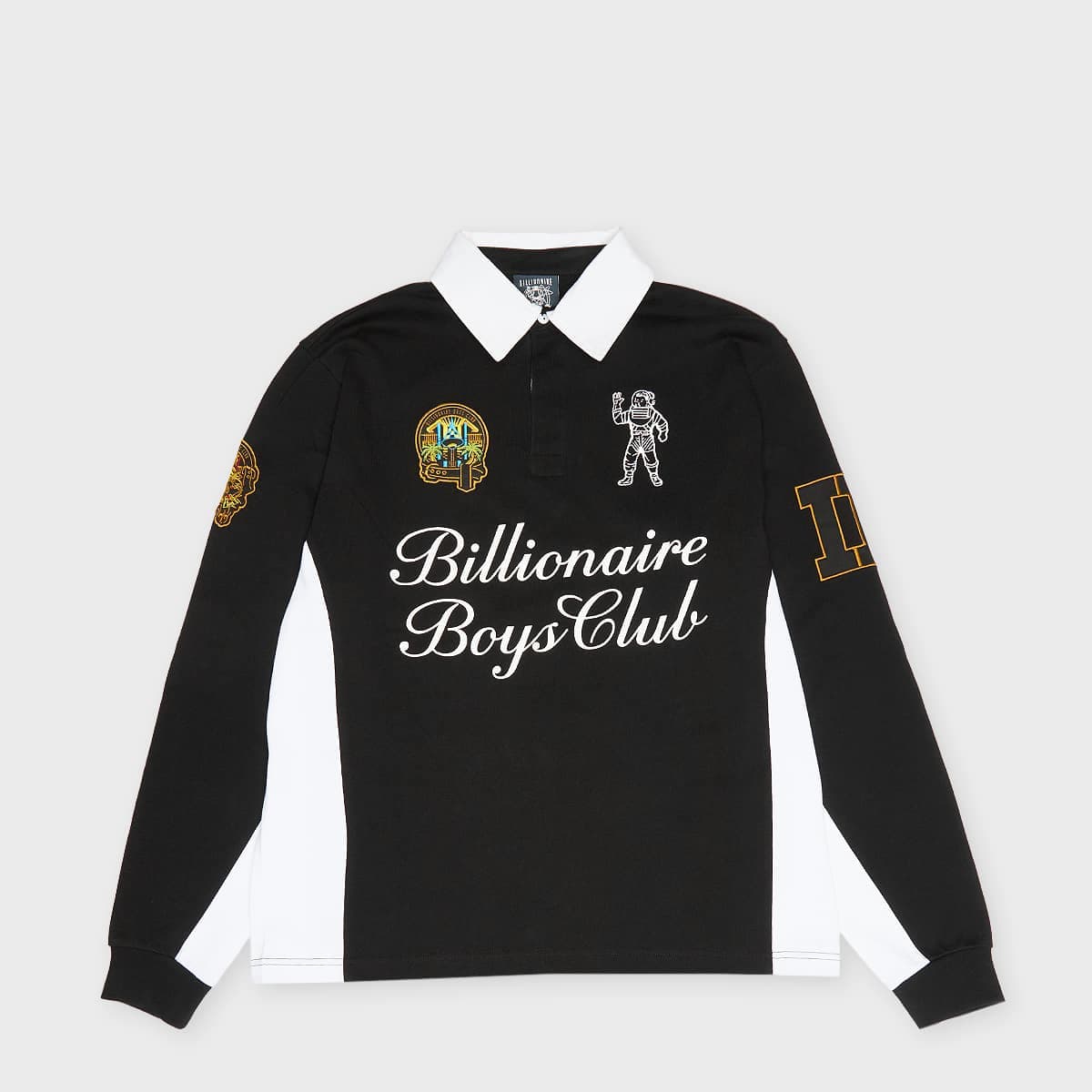 Script Panelled Rugby Shirt black